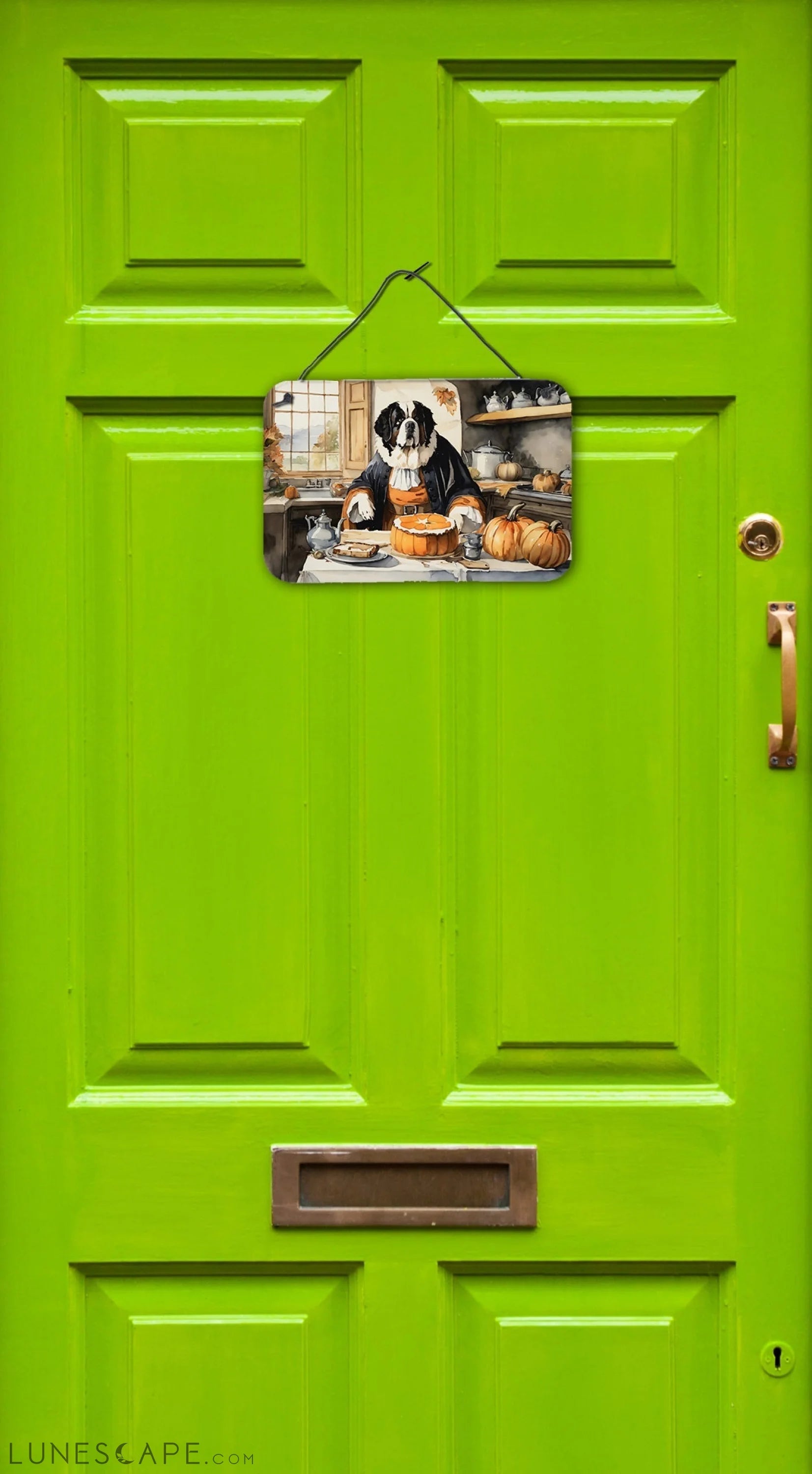 Saint Bernard Fall Kitchen Pumpkins Thanksgiving Wall or Door Hanging Prints LUNESCAPE