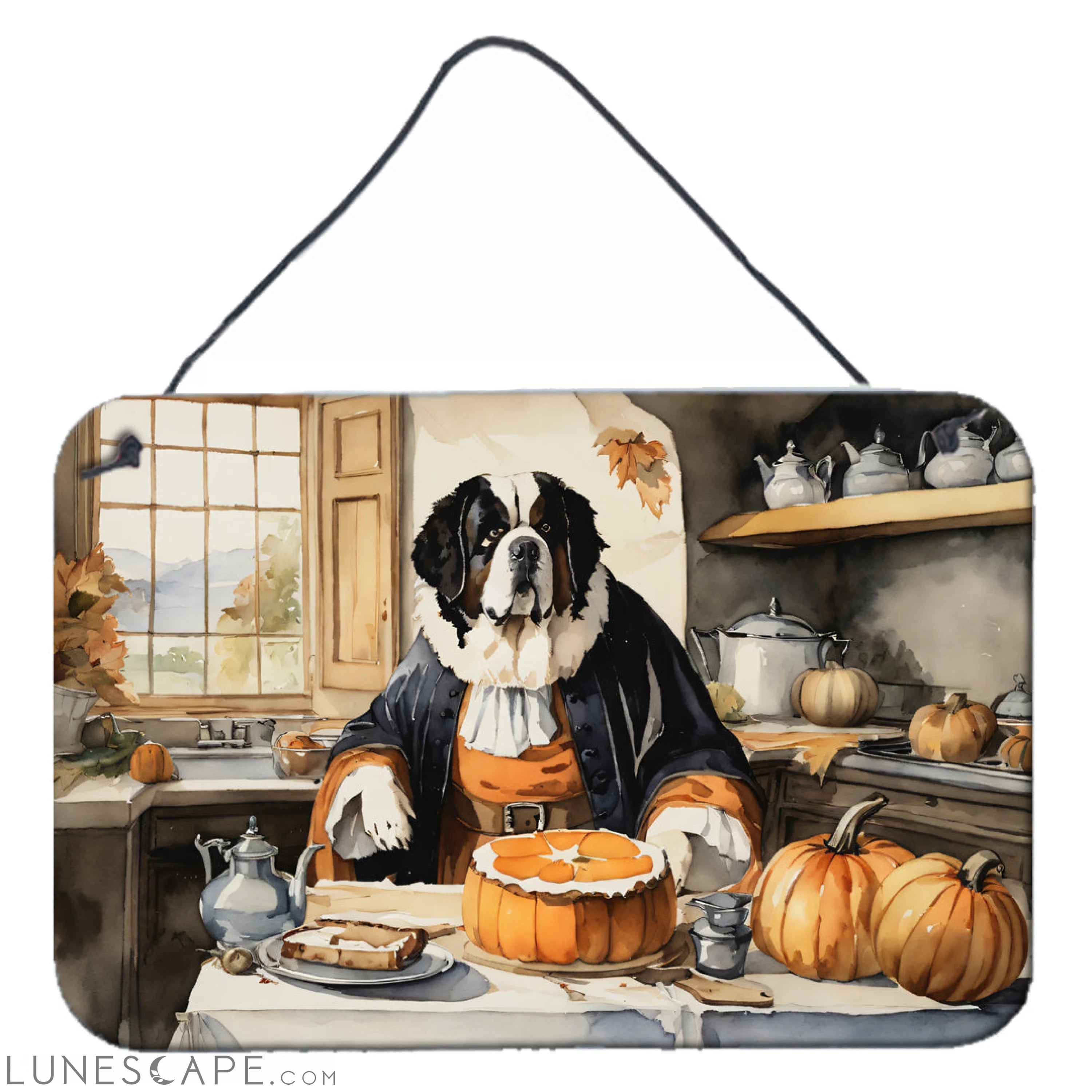 Saint Bernard Fall Kitchen Pumpkins Thanksgiving Wall or Door Hanging Prints LUNESCAPE