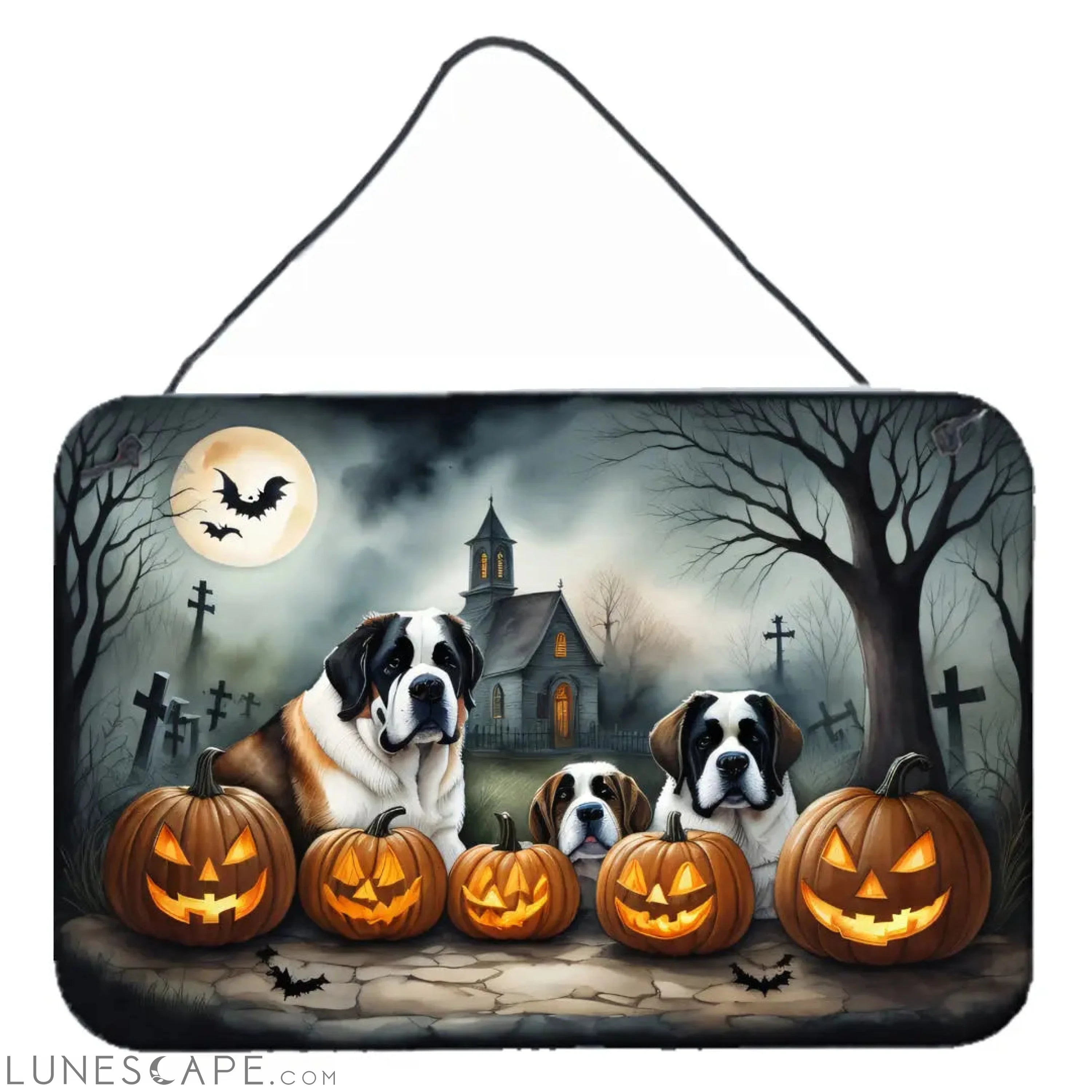 Saint Bernard Spooky Halloween Wall or Door Hanging Prints LUNESCAPE