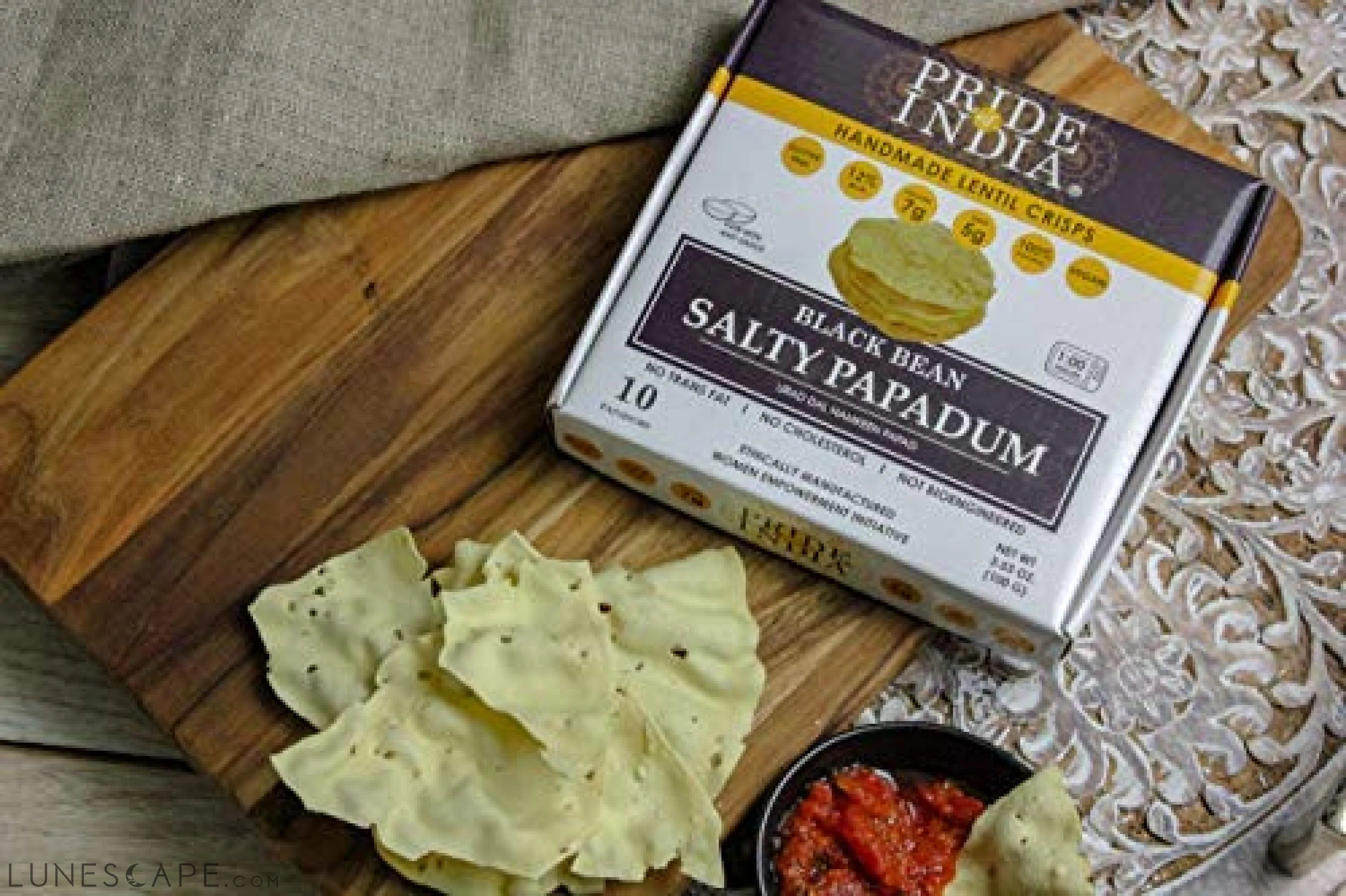 Salty Black Bean Namkeen Papadum Lentil Crisp - Pack of 6 LUNESCAPE