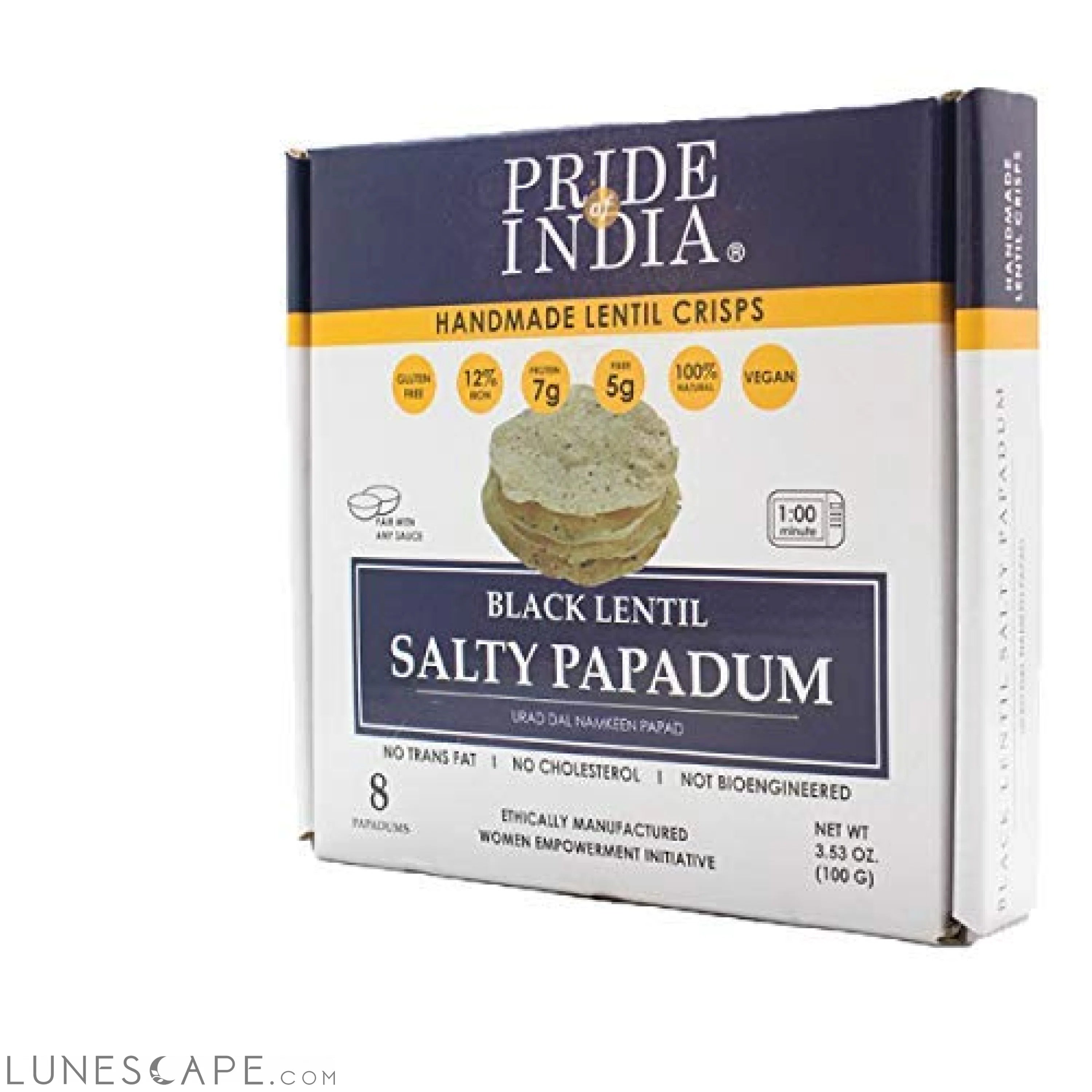 Salty Black Bean Namkeen Papadum Lentil Crisp - Pack of 6 LUNESCAPE