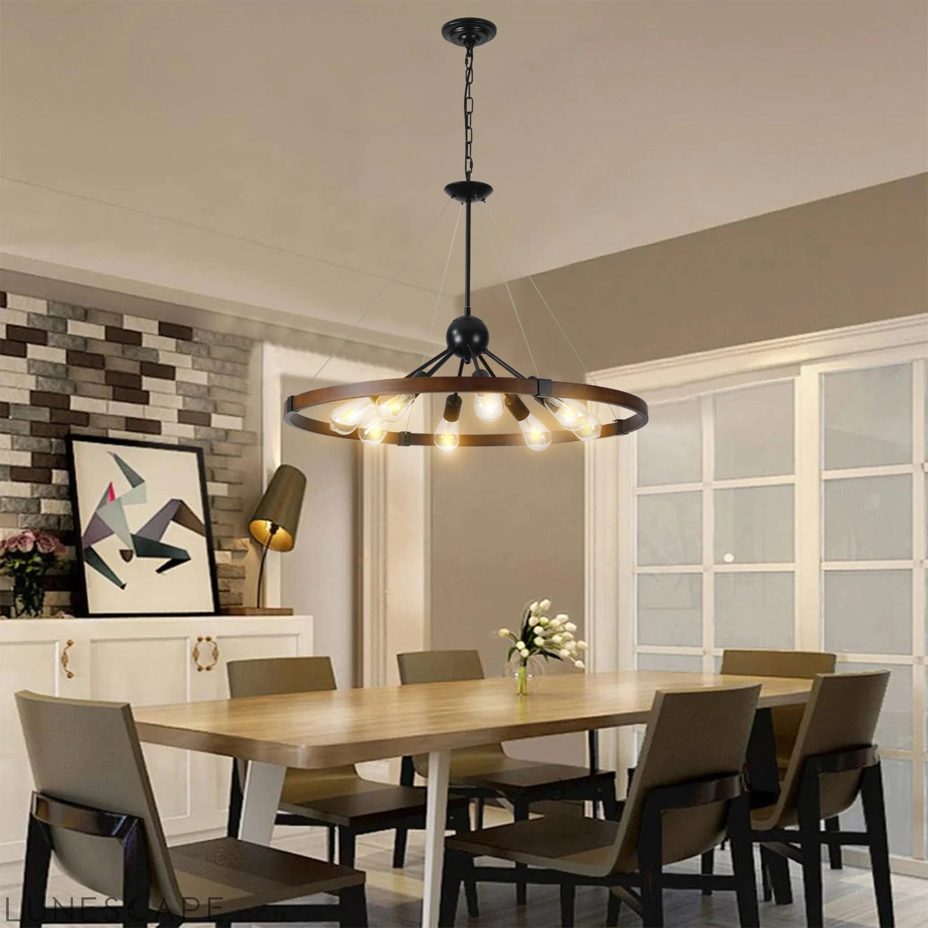 (Same as W1340111208/L1012) 8-Light Retro Farmhouse Chandelier For LUNESCAPE