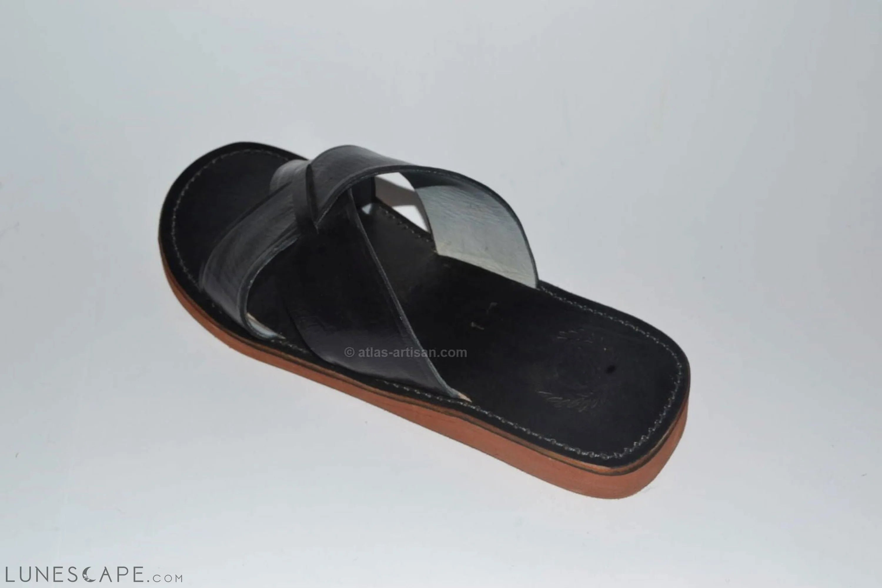 Sandale Plate Flat Leather Slide-on Sandals Handmade LUNESCAPE