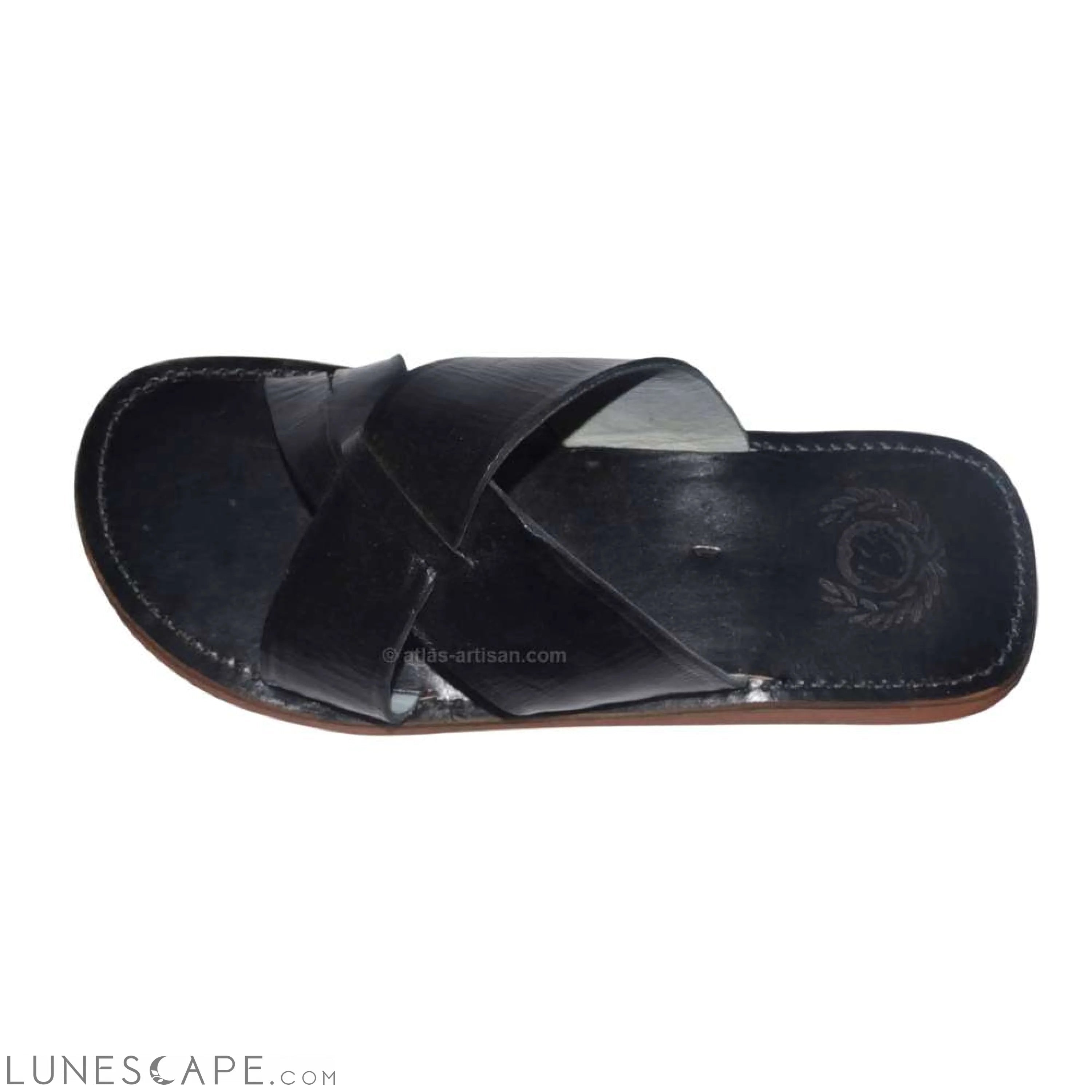 Sandale Plate Flat Leather Slide-on Sandals Handmade LUNESCAPE