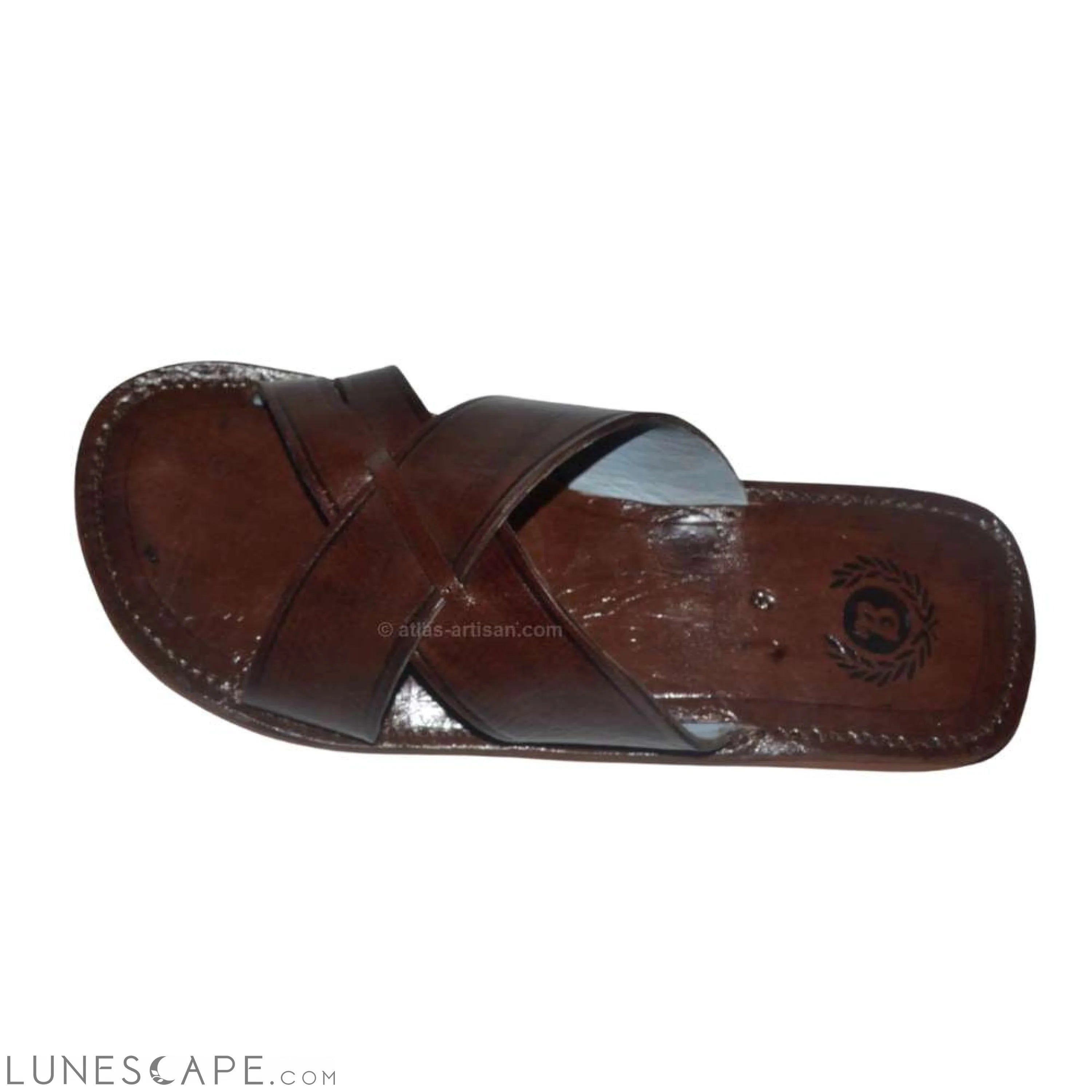 Sandale Plate Flat Leather Slide-on Sandals Handmade LUNESCAPE