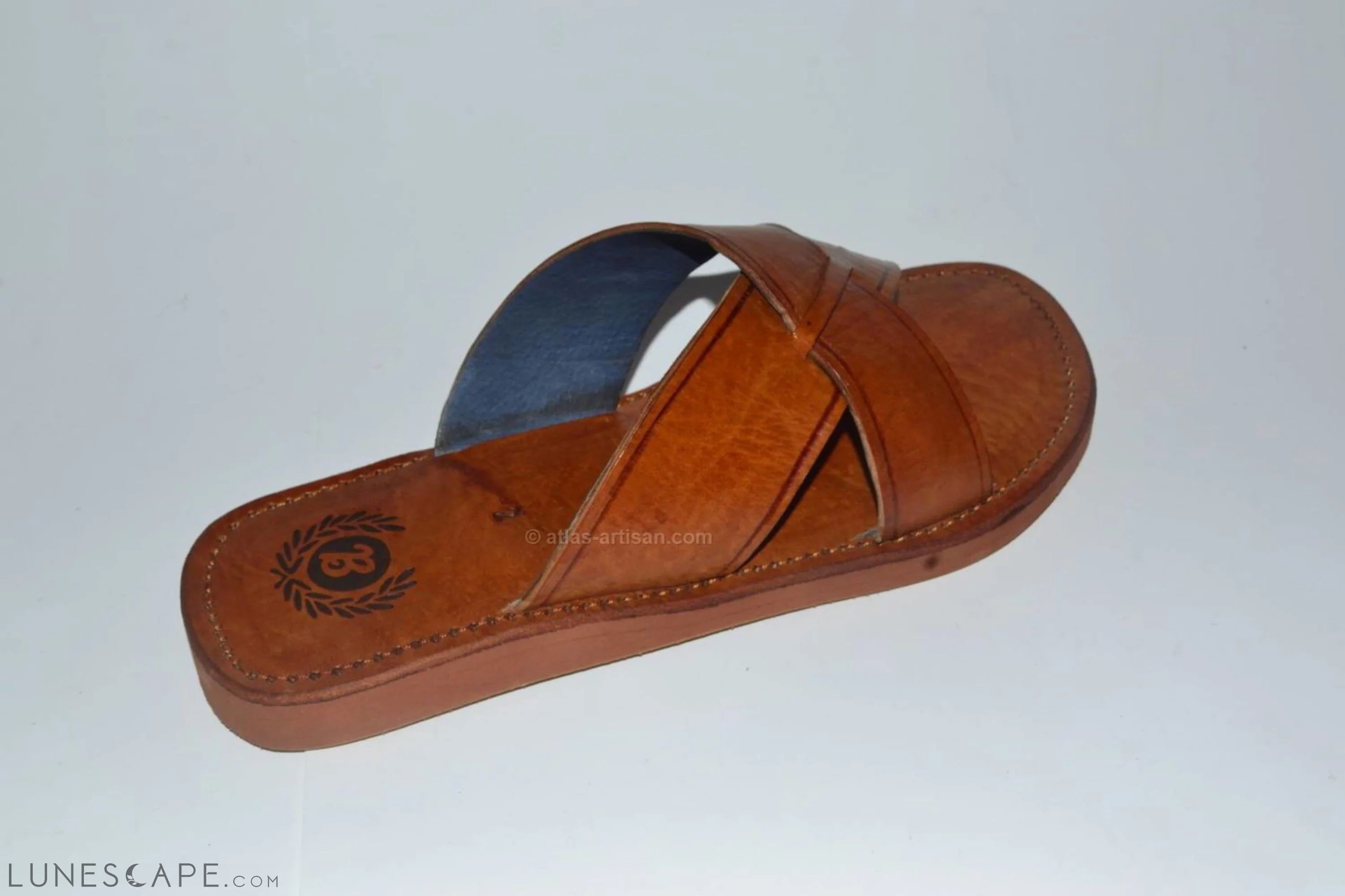 Sandale Plate Flat Leather Slide-on Sandals Handmade LUNESCAPE