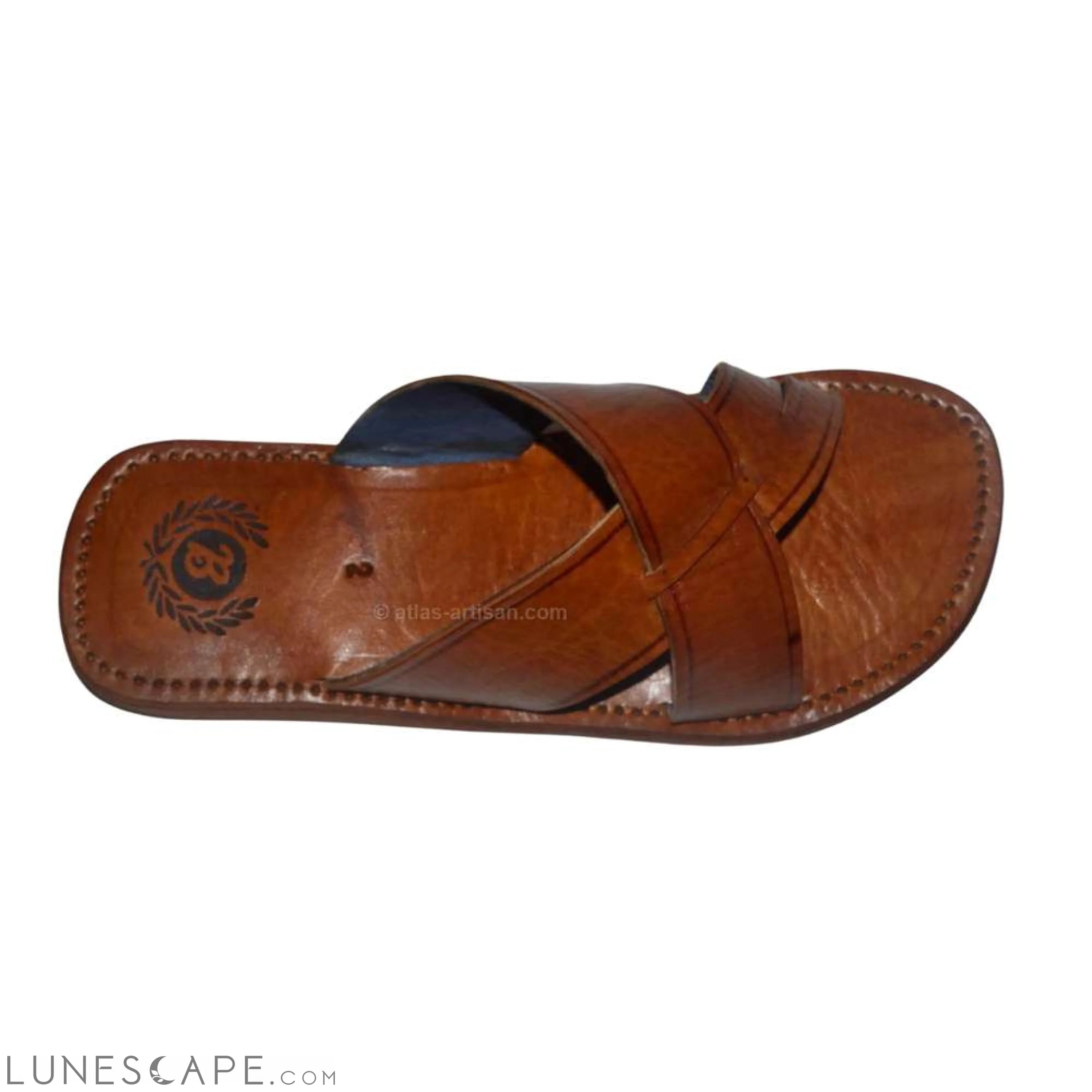 Sandale Plate Flat Leather Slide-on Sandals Handmade LUNESCAPE