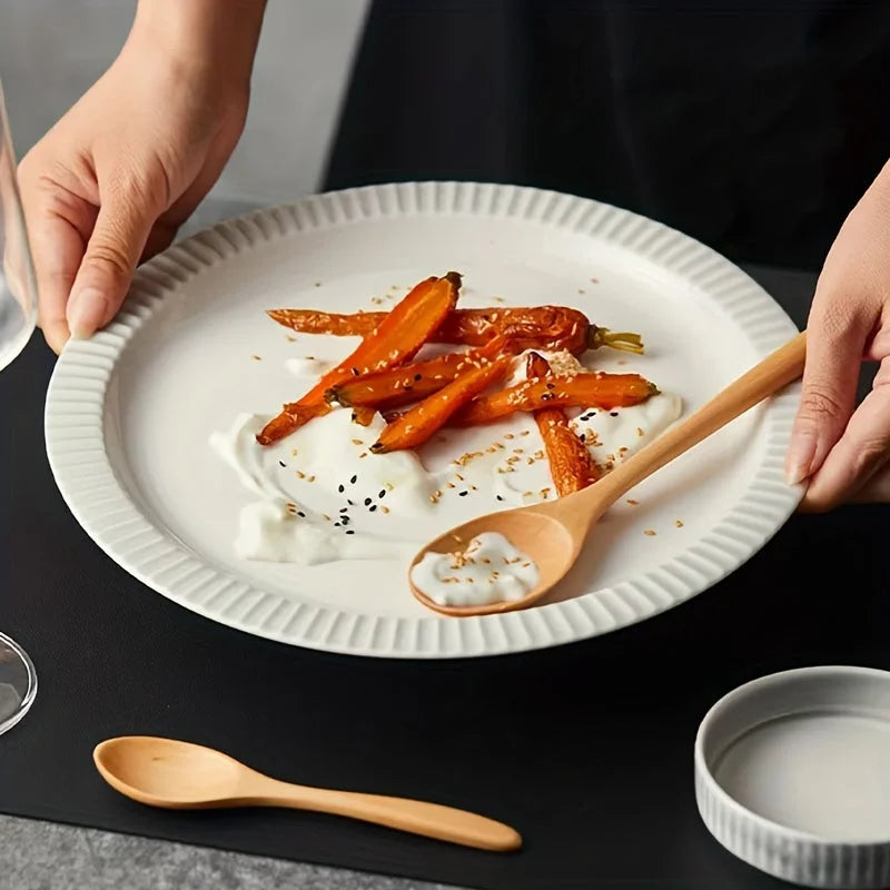 ScandinavianInspired Round Ceramic Dinner Plate  Stylish Design LUNESCAPE