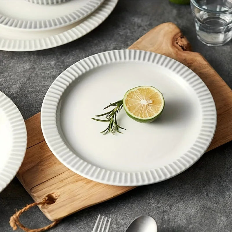 ScandinavianInspired Round Ceramic Dinner Plate  Stylish Design LUNESCAPE