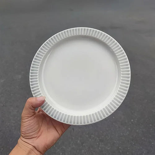 ScandinavianInspired Round Ceramic Dinner Plate  Stylish Design LUNESCAPE