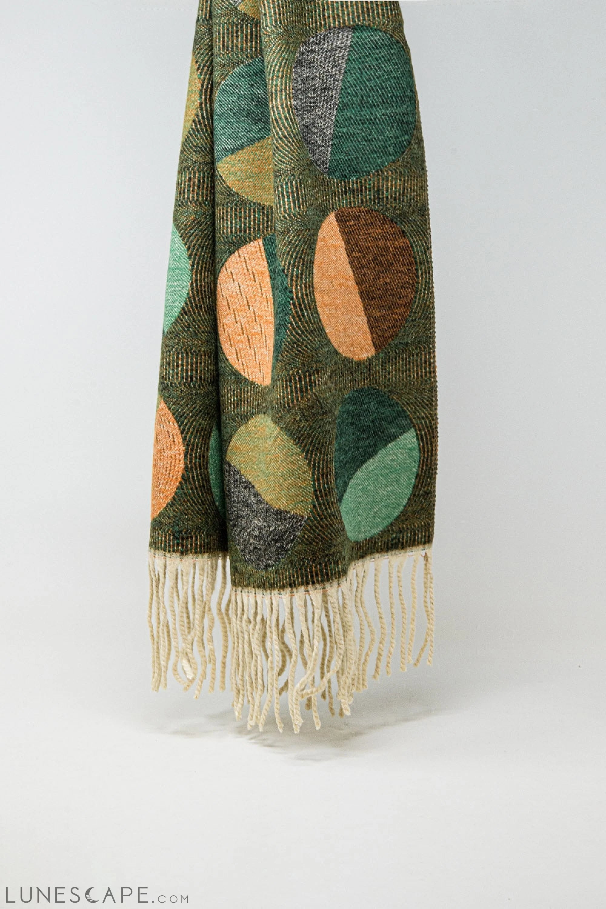 Scarf Printed With Circles in Green LUNESCAPE