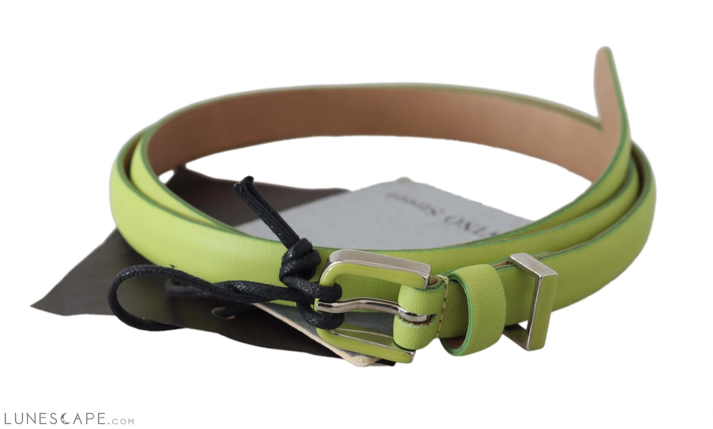 Scervino Street Classic Green Leather Belt with Silver-Tone Hardware LUNESCAPE