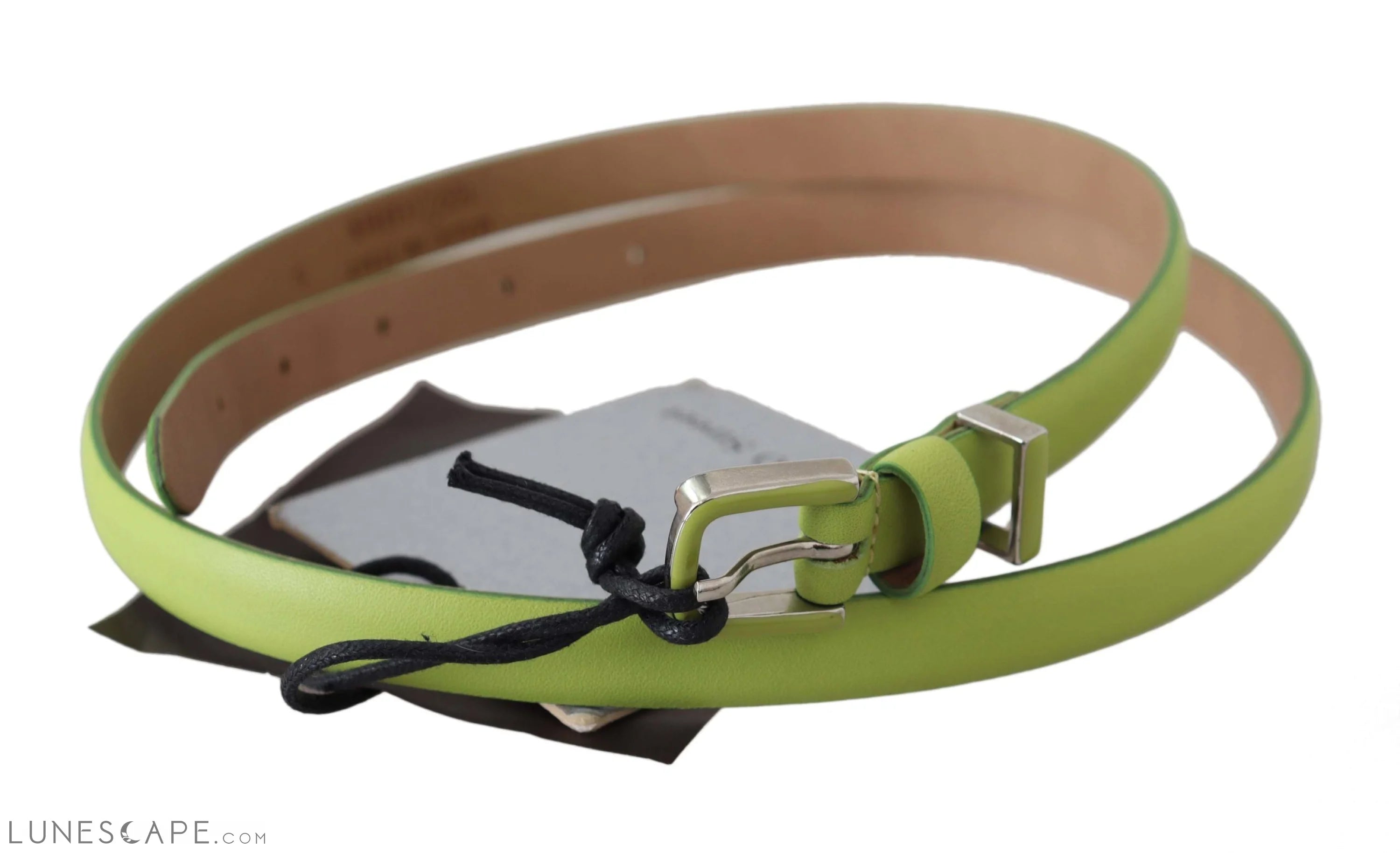 Scervino Street Classic Green Leather Belt with Silver-Tone Hardware LUNESCAPE