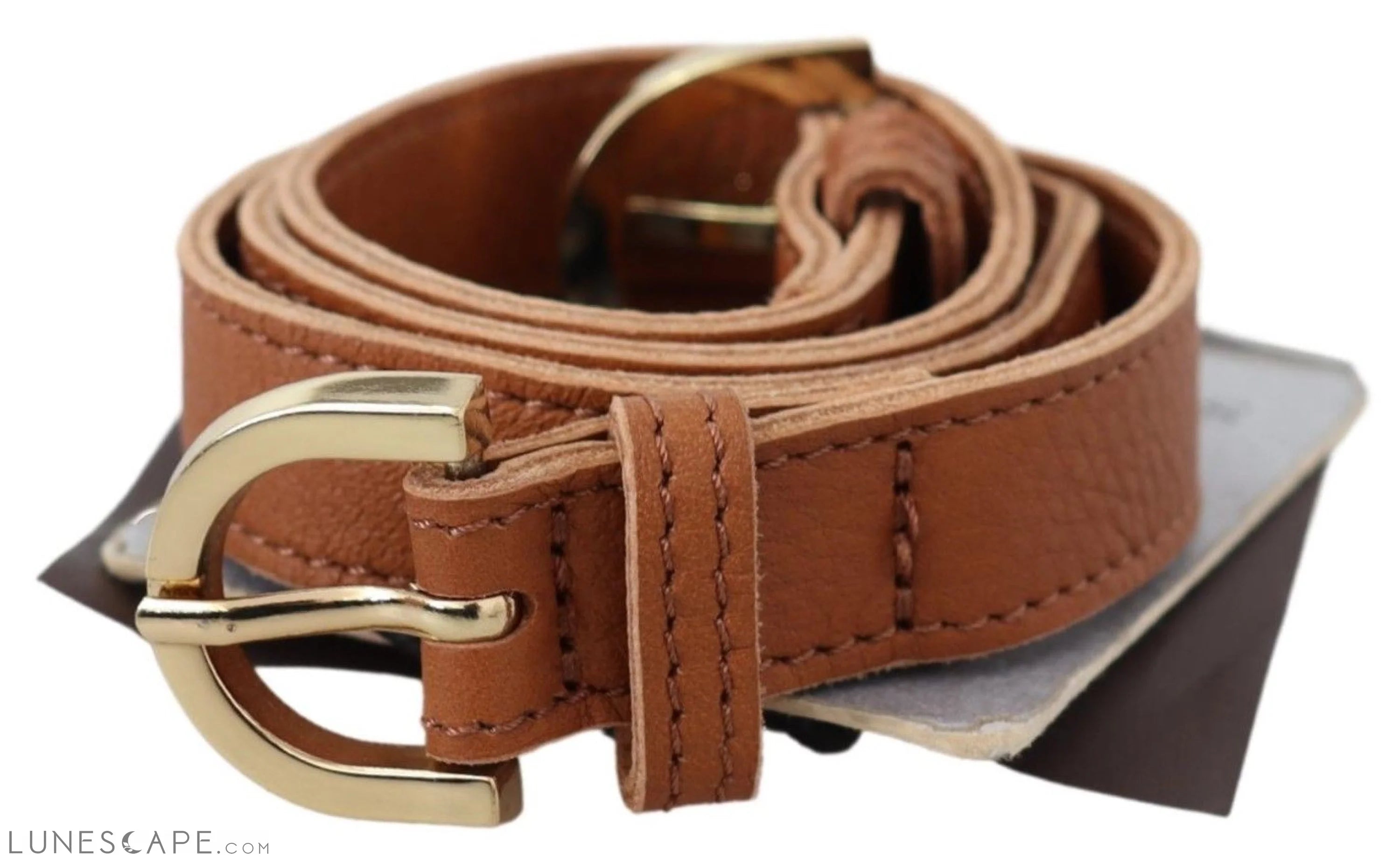 Scervino Street Elegant Brown Leather Double Buckle Belt LUNESCAPE