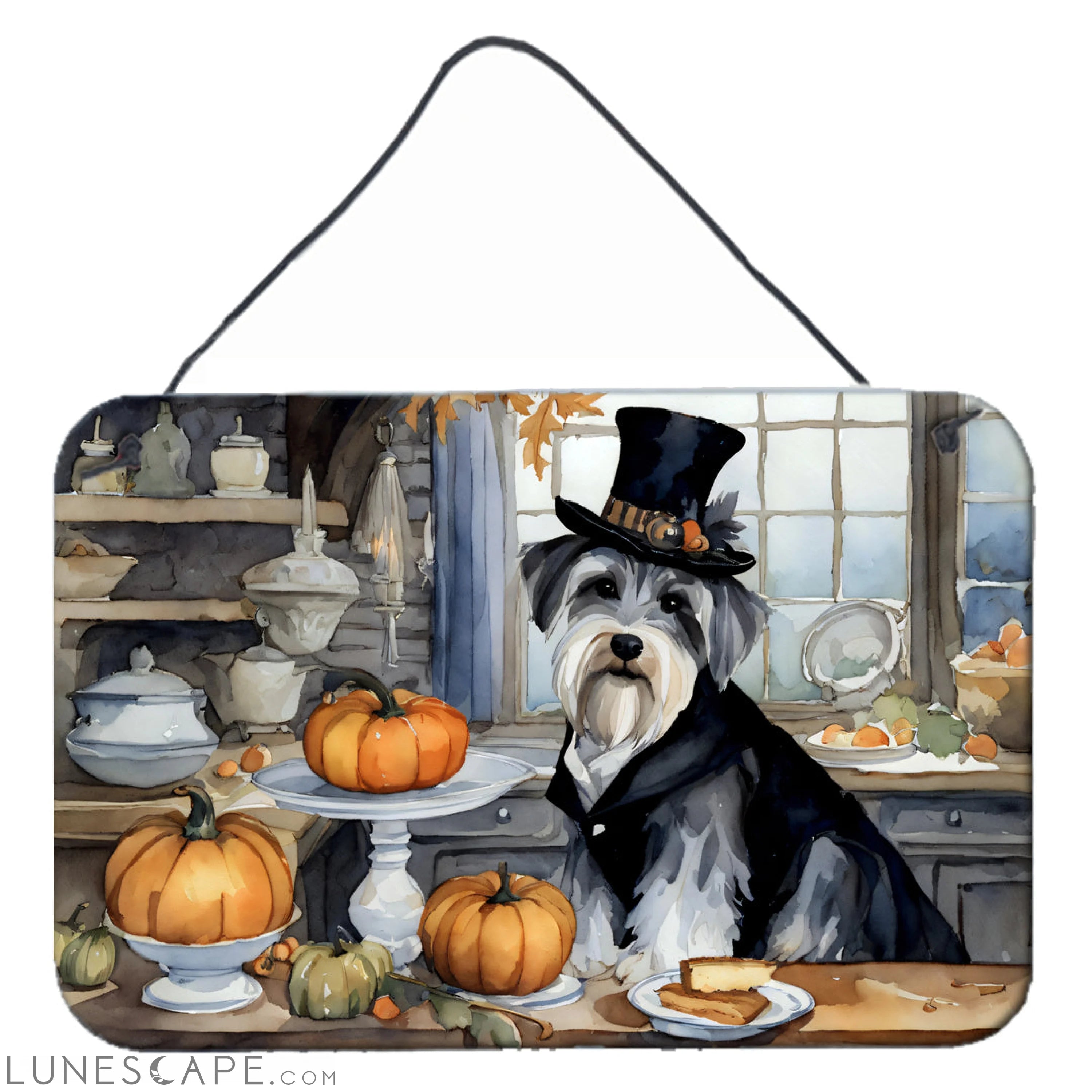 Schnauzer Fall Thanksgiving Kitchen Pumpkins Wall or Door Hanging Prints LUNESCAPE