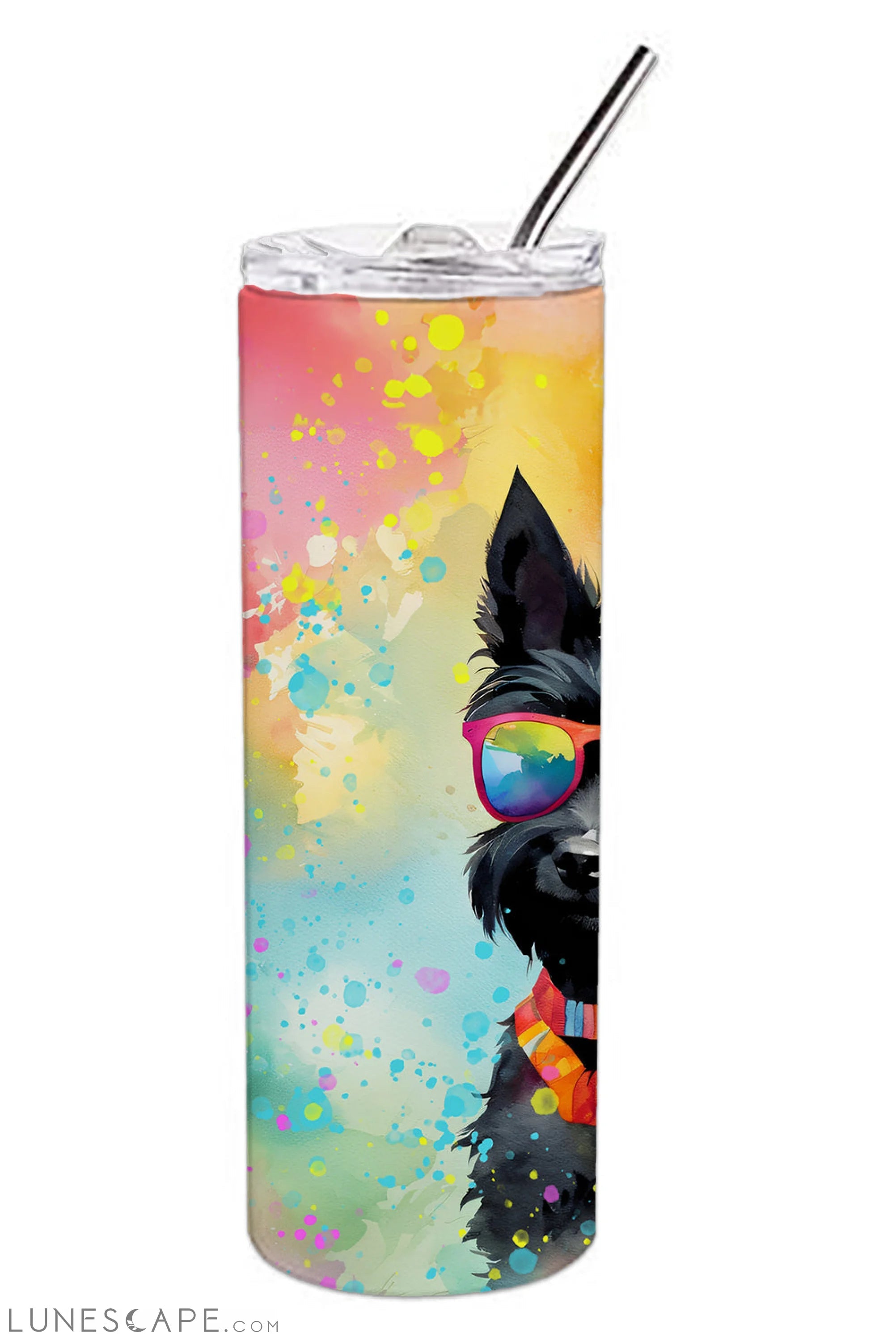 Scottish Terrier Hippie Dawg Stainless Steel Tumbler Travel Mug LUNESCAPE