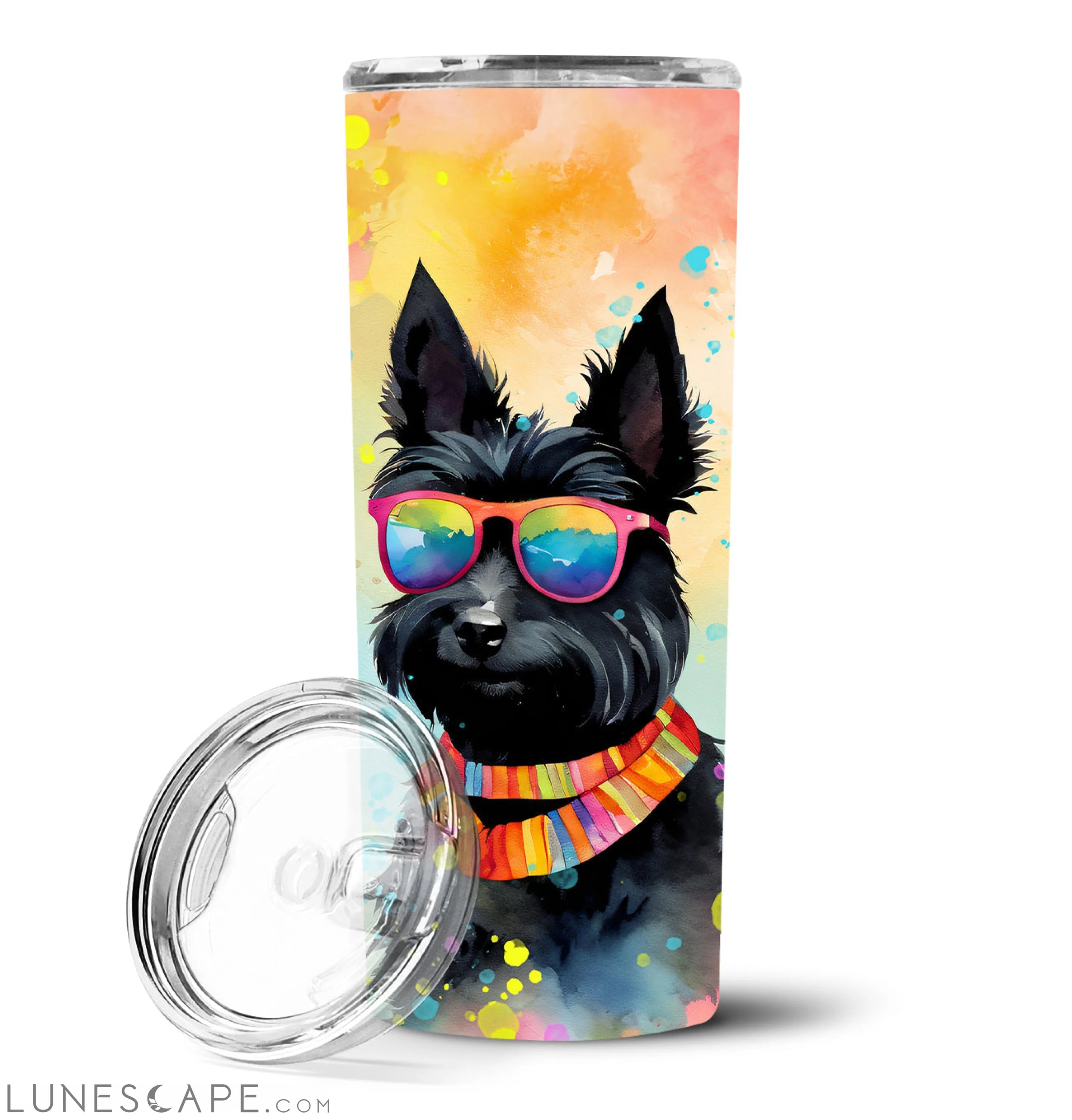 Scottish Terrier Hippie Dawg Stainless Steel Tumbler Travel Mug LUNESCAPE