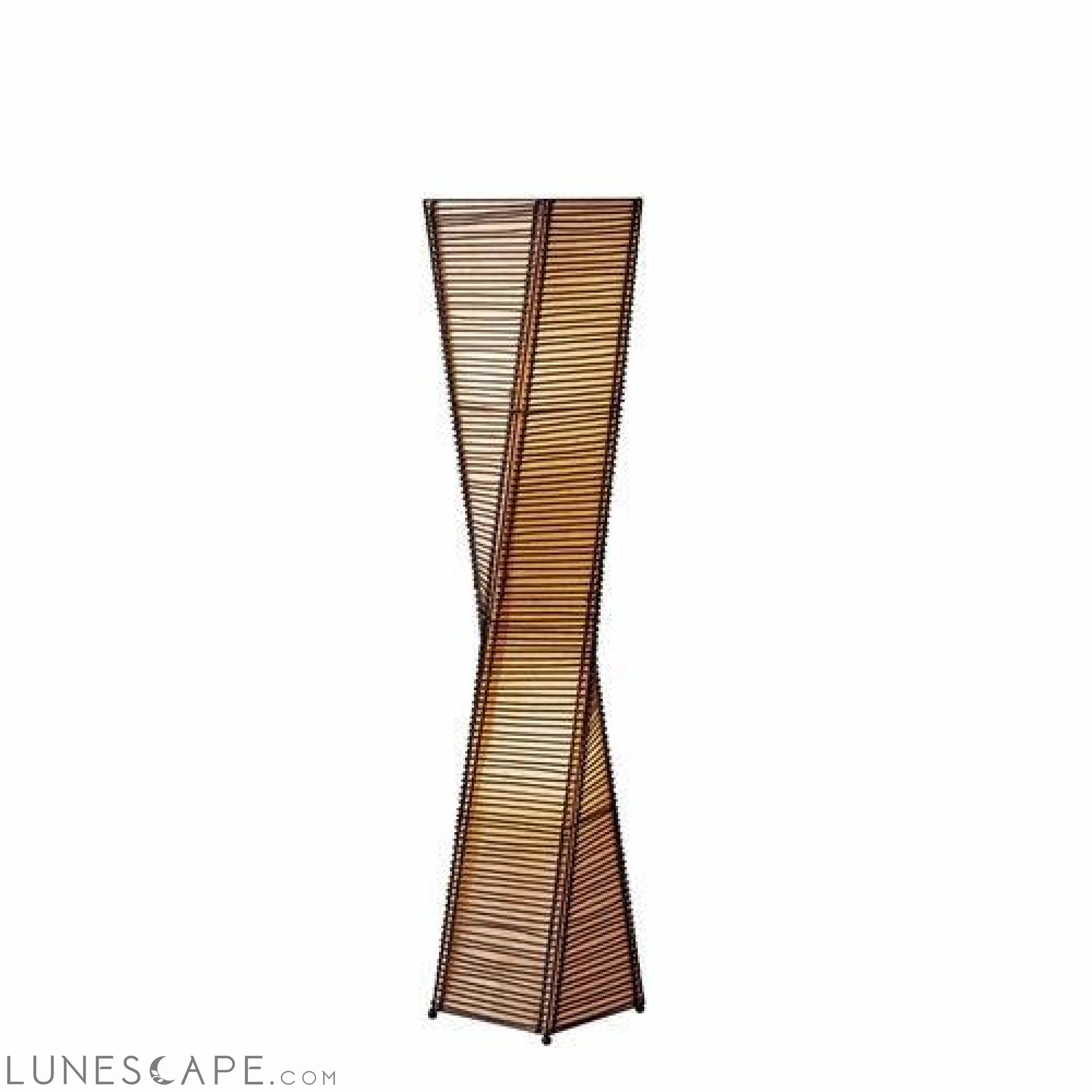 Sculptural Twist Floor Lamp with Black Cane Stick And Natural Paper LUNESCAPE