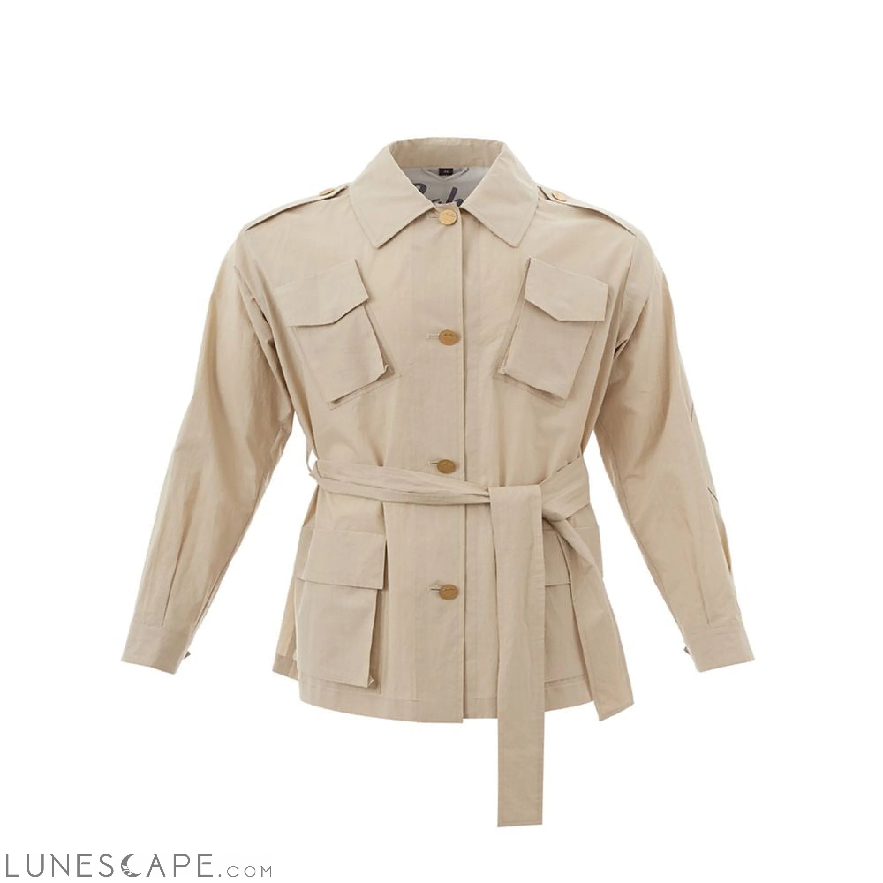 Sealup Elegant Beige Cotton Field Jacket Women IT44|L Field Jackets - Women