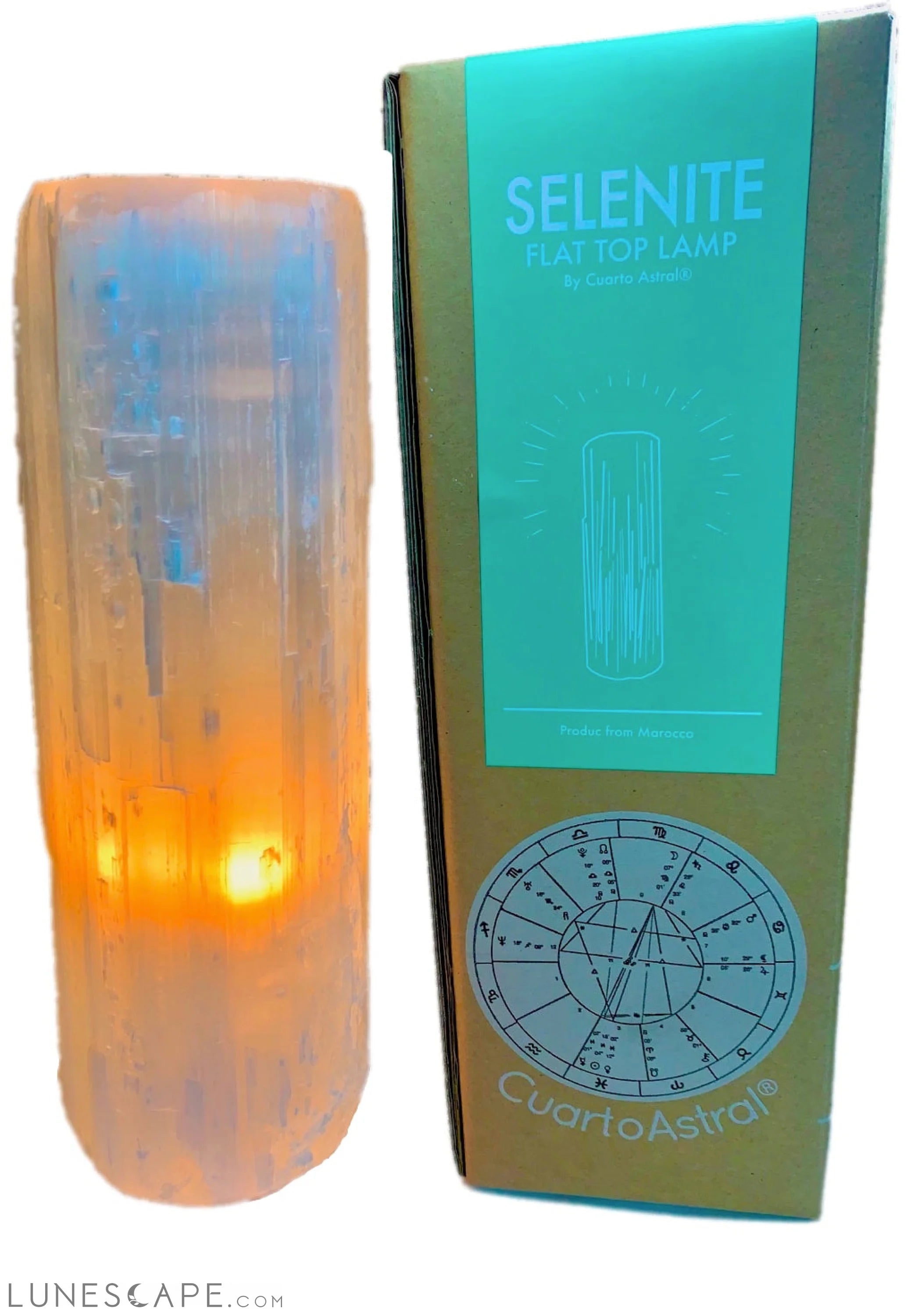 Selenite Crystal Flat Top Lamp LUNESCAPE