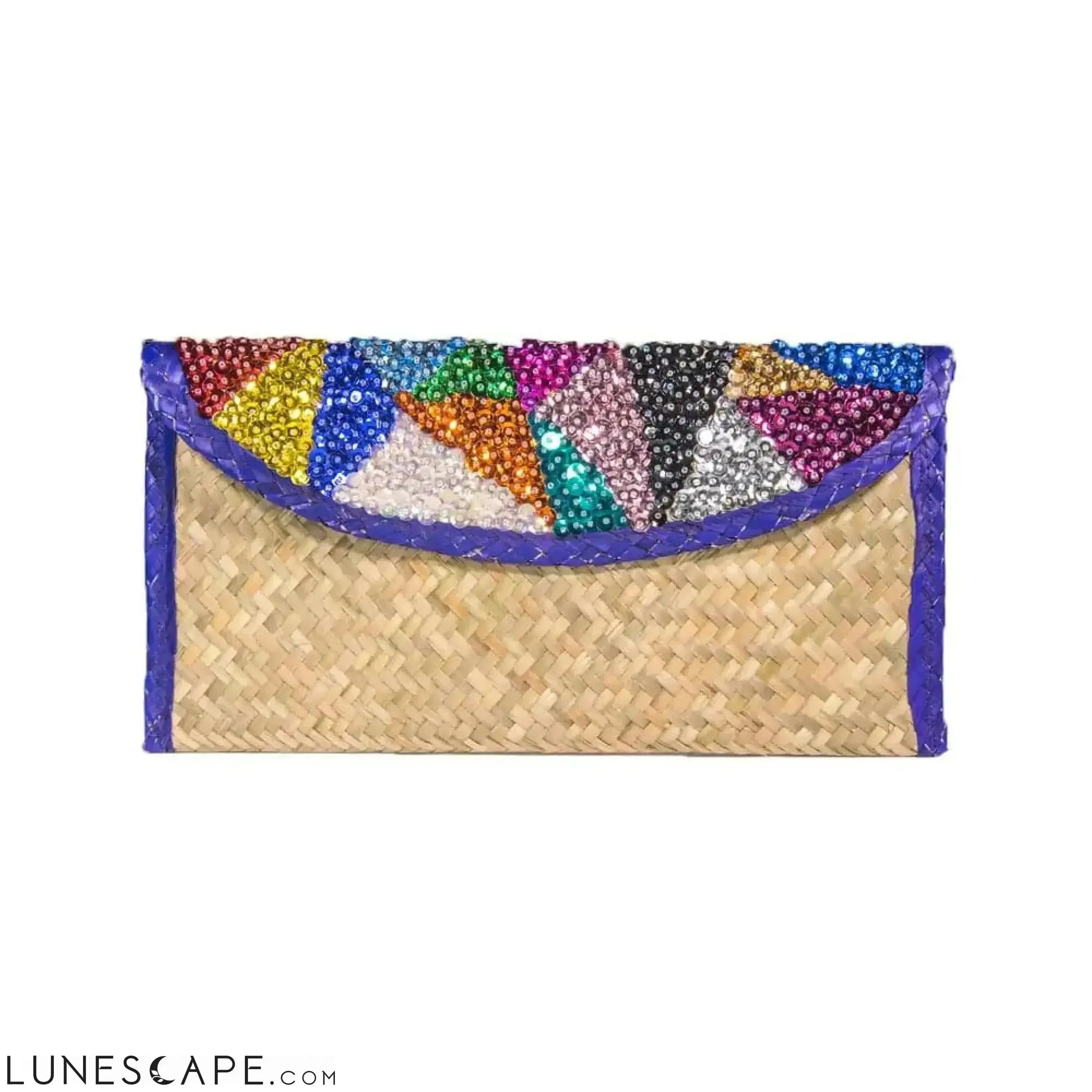 Sequined Rainbow Clutch with Purple Trim LUNESCAPE