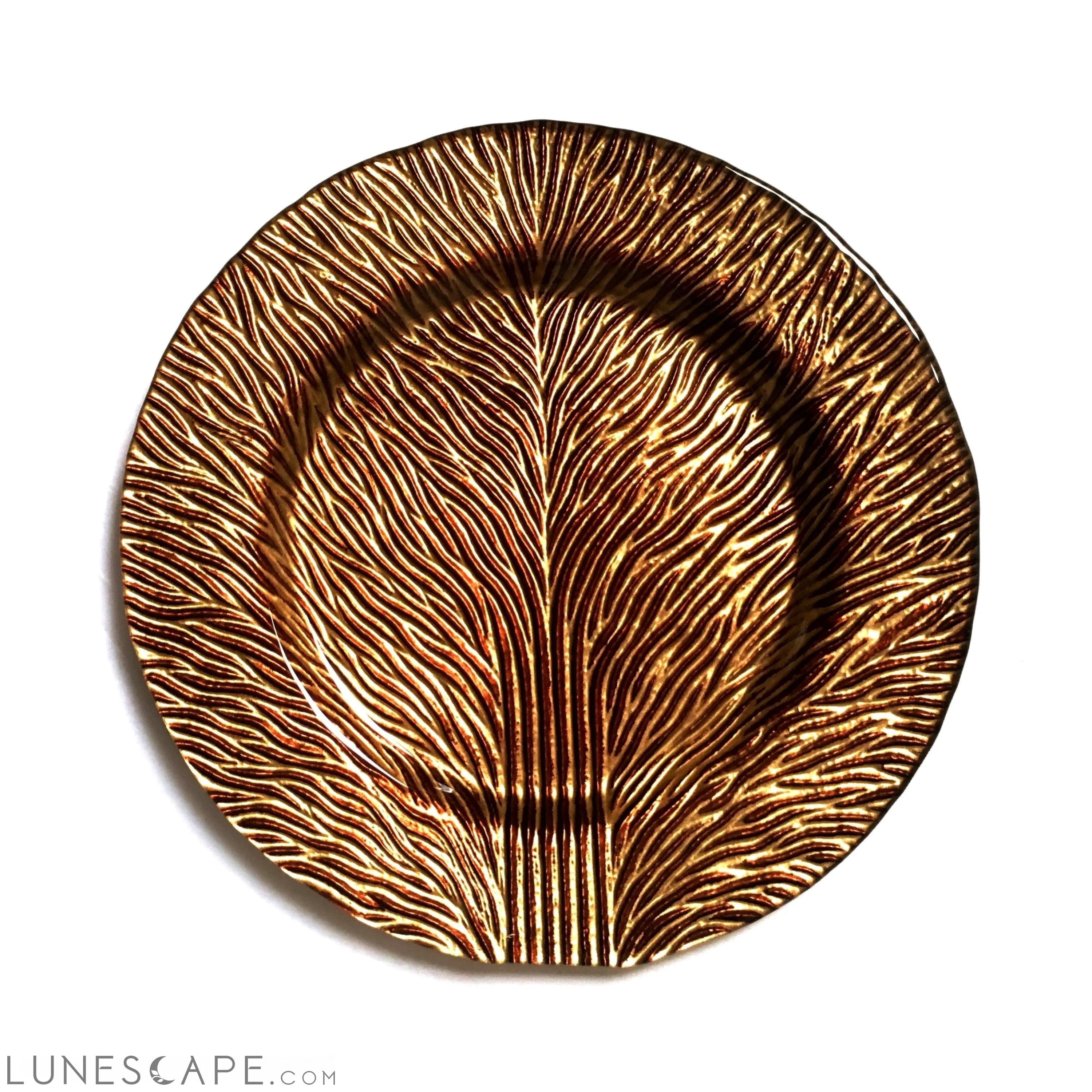 Set/2 Tree of Life 8" Gold Brown Salad Plates LUNESCAPE
