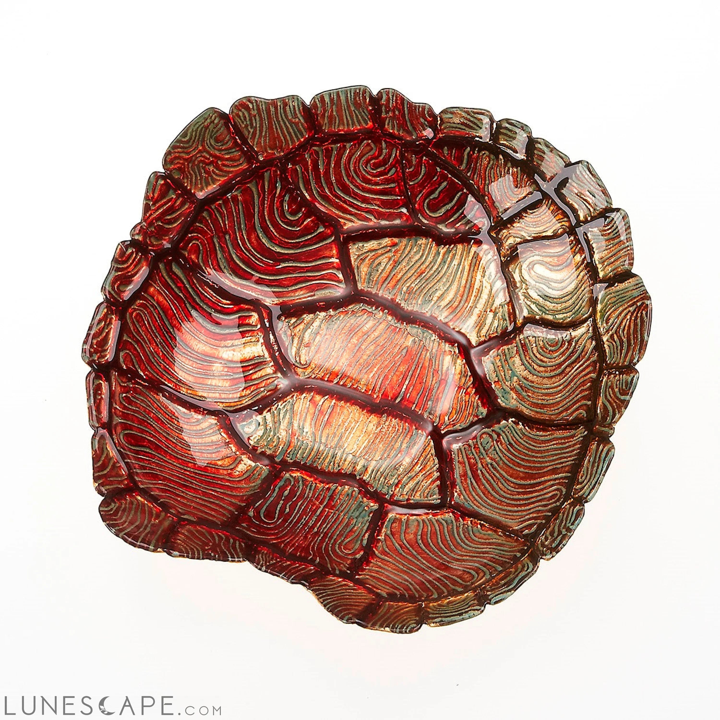 Set/2 TURTLE SHELL 9" TURQUOISE RED GOLD BOWLS LUNESCAPE