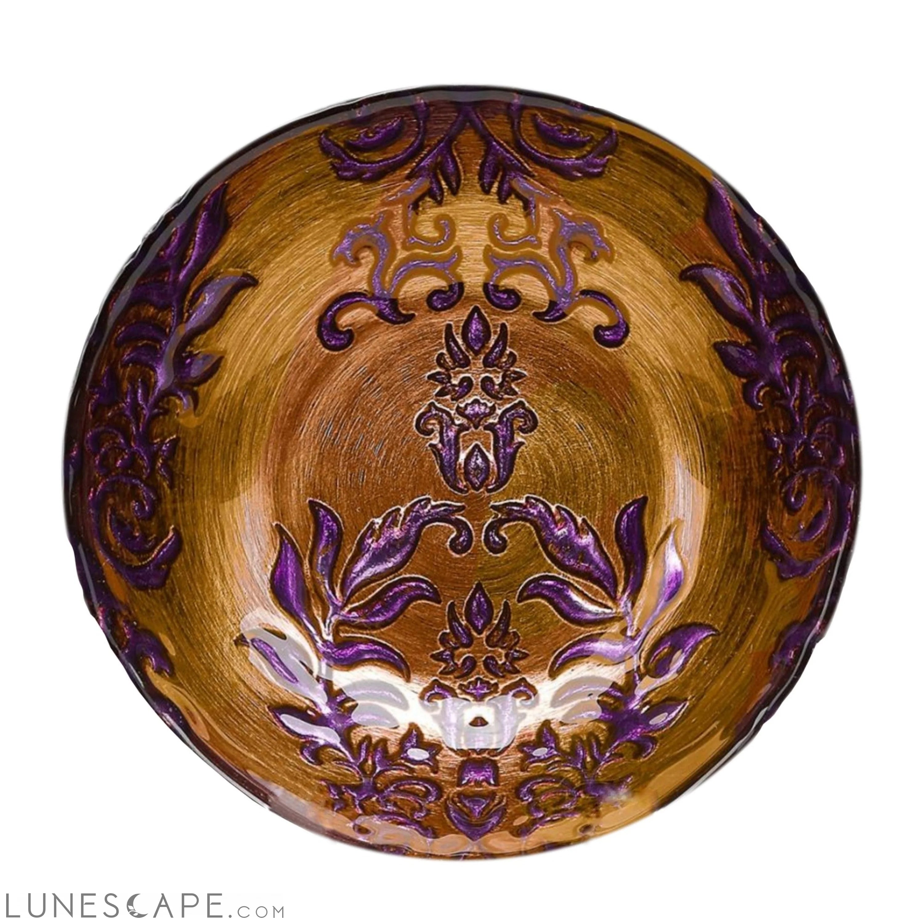 Set/4 DAMASK 7.5" COPPER/PURPLE BOWLS LUNESCAPE