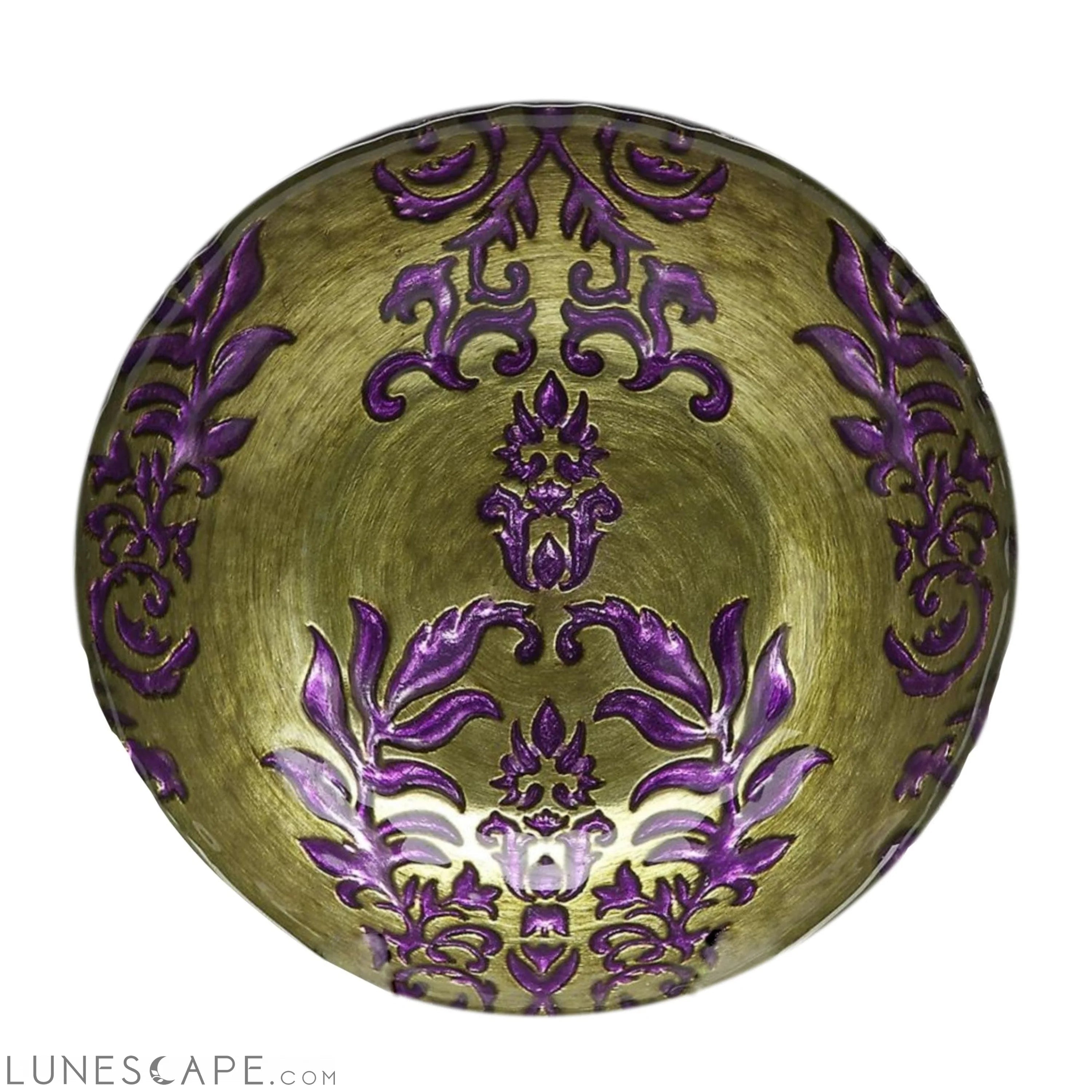Set/4 DAMASK 7.5" GREEN PURPLE BOWLS LUNESCAPE