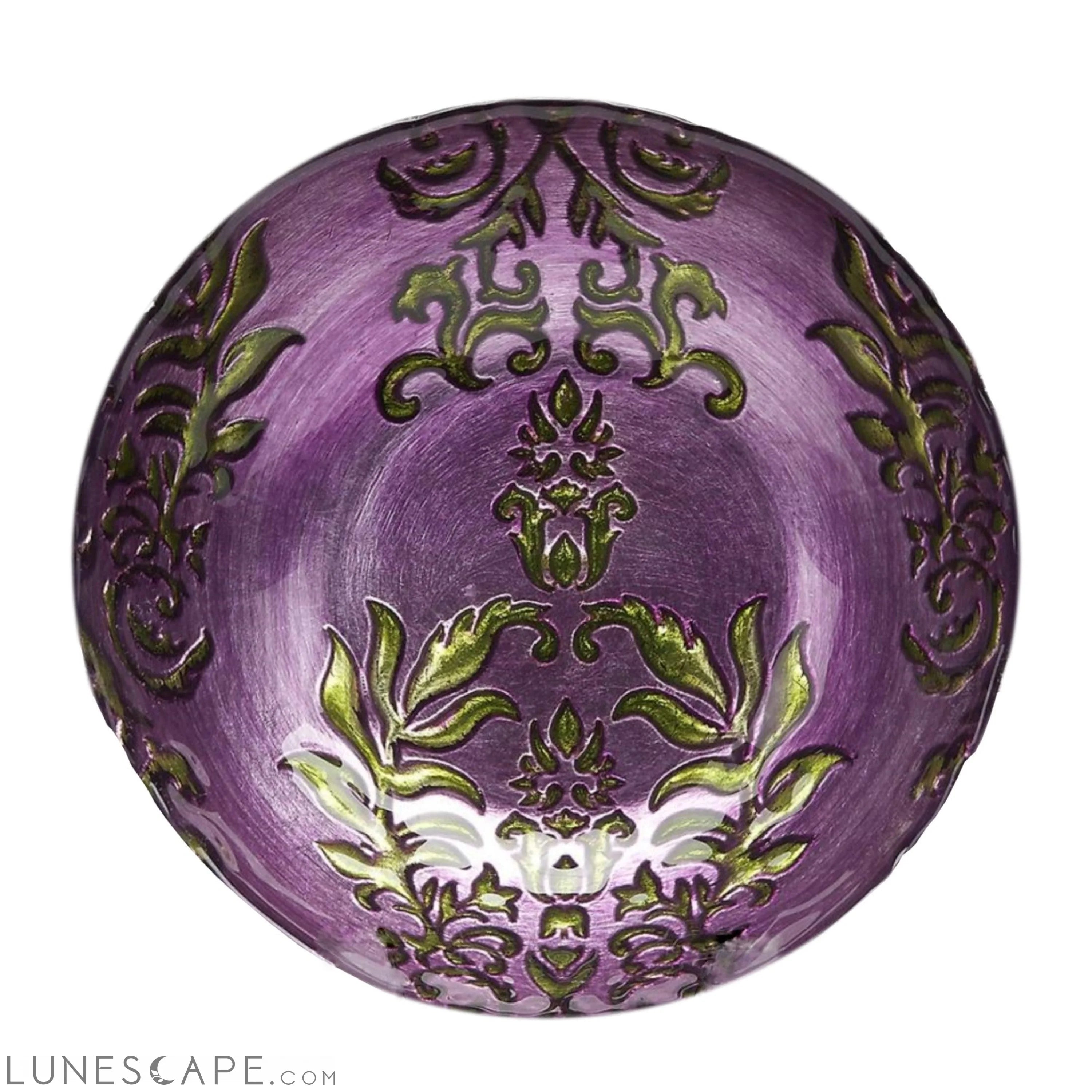 Set/4 DAMASK 7.5" PURPLE GREEN BOWLS LUNESCAPE