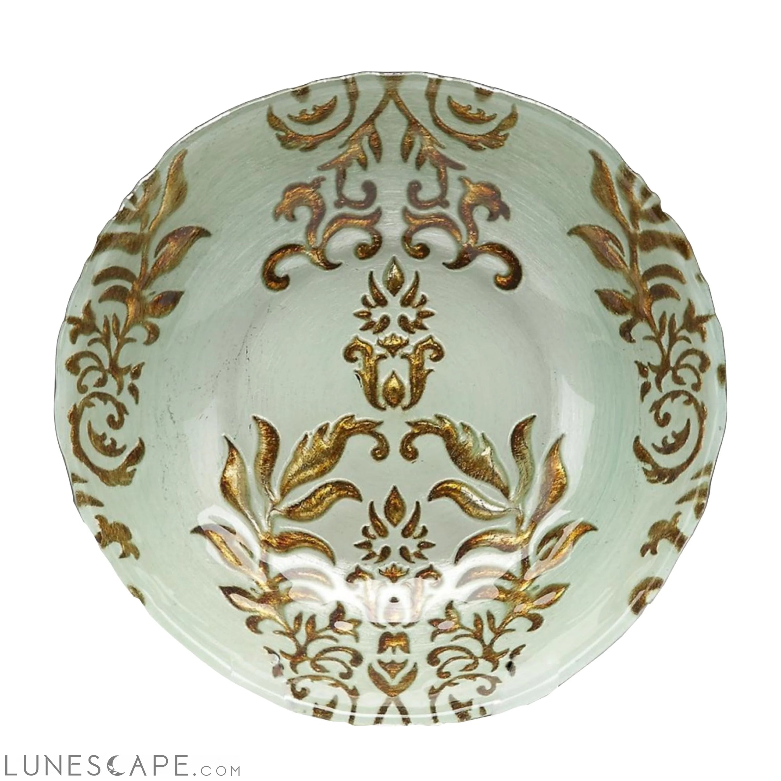 Set/4 DAMASK 7.5" TURQUOISE/GOLD BOWLS LUNESCAPE