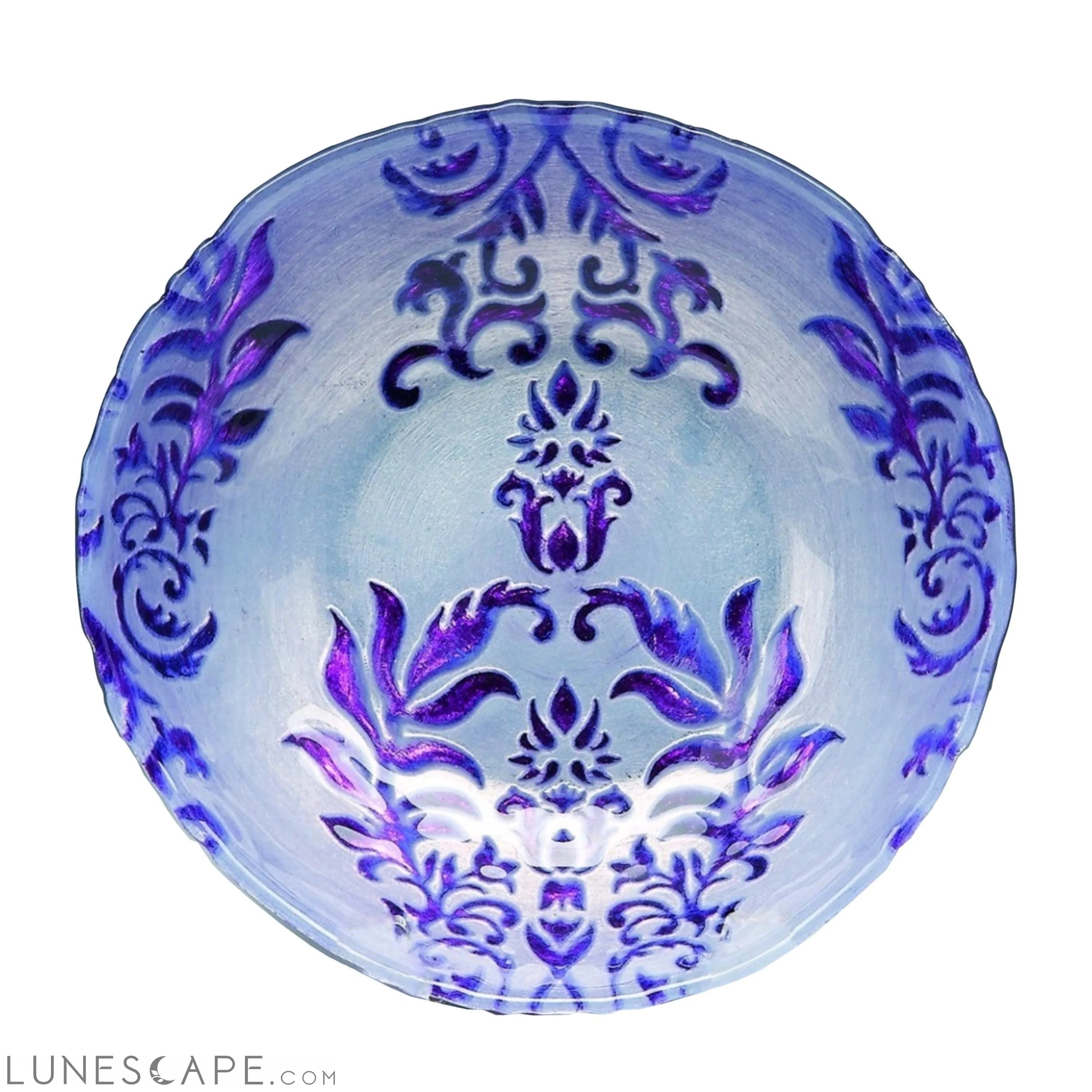 Set/4 DAMASK 7.5" TWO PURPLE BOWLS LUNESCAPE