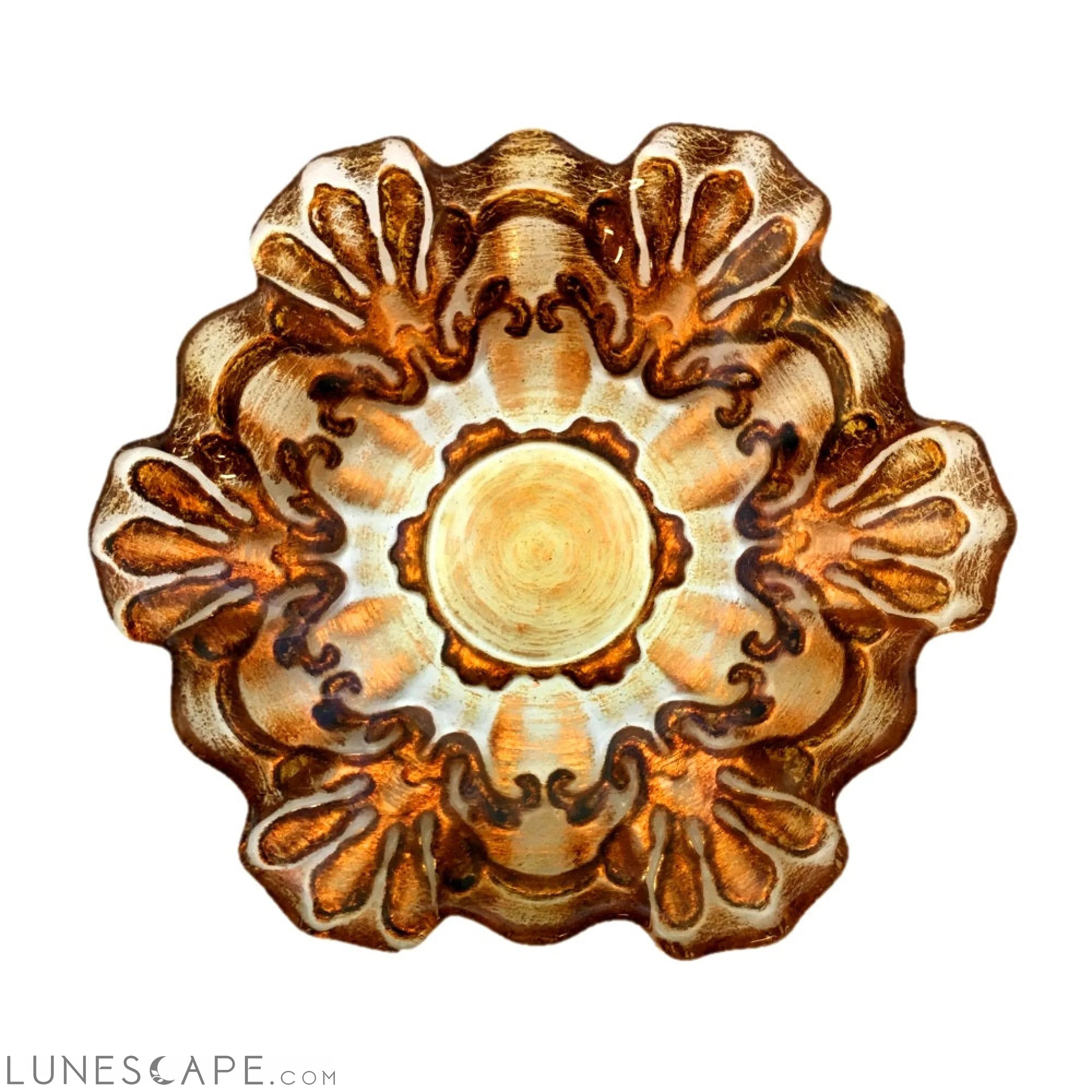 Set/4 LACE 6.5" COPPER/CLEAR CANAPE PLATES LUNESCAPE