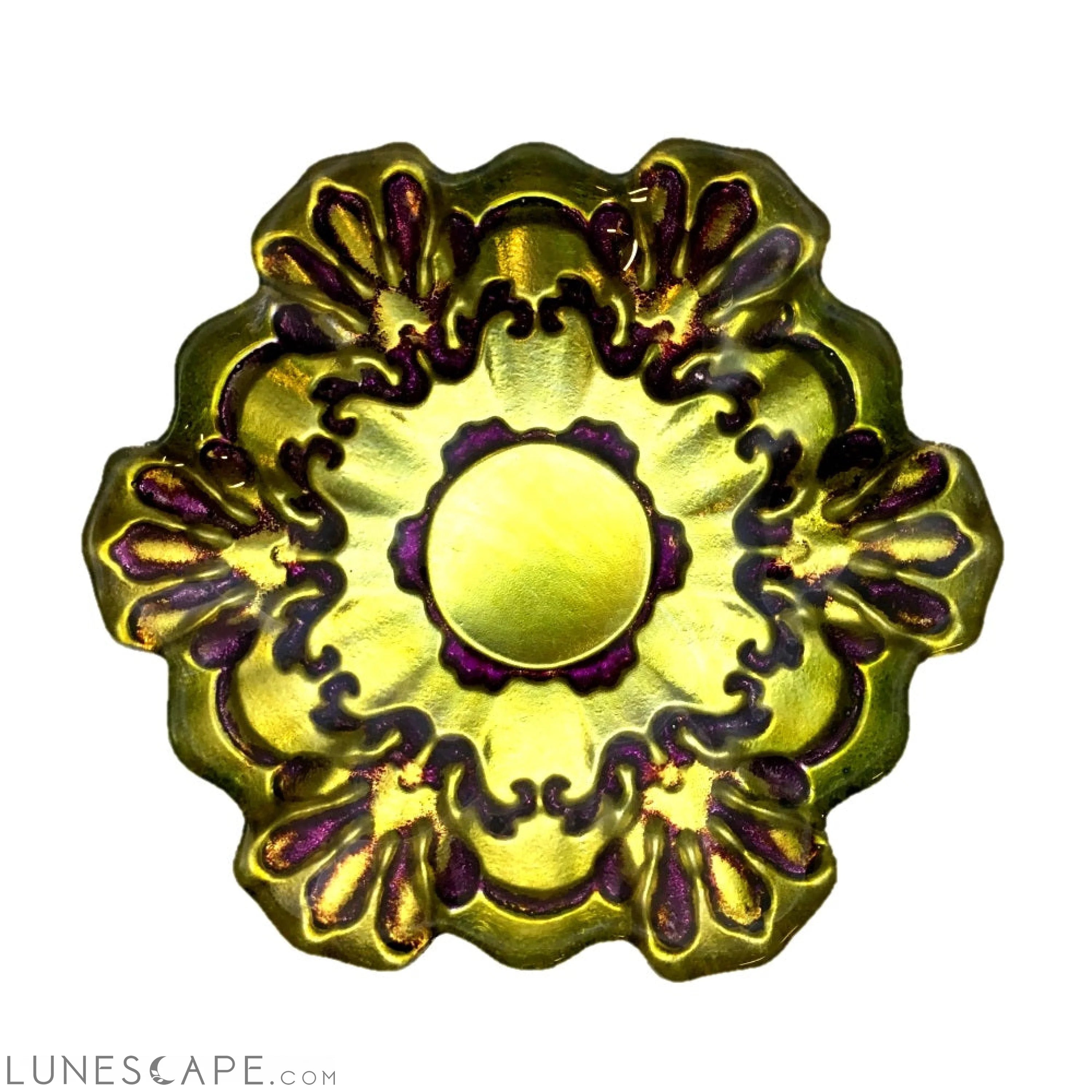 Set/4 LACE 6.5" GREEN PURPLE CANAPE PLATES LUNESCAPE