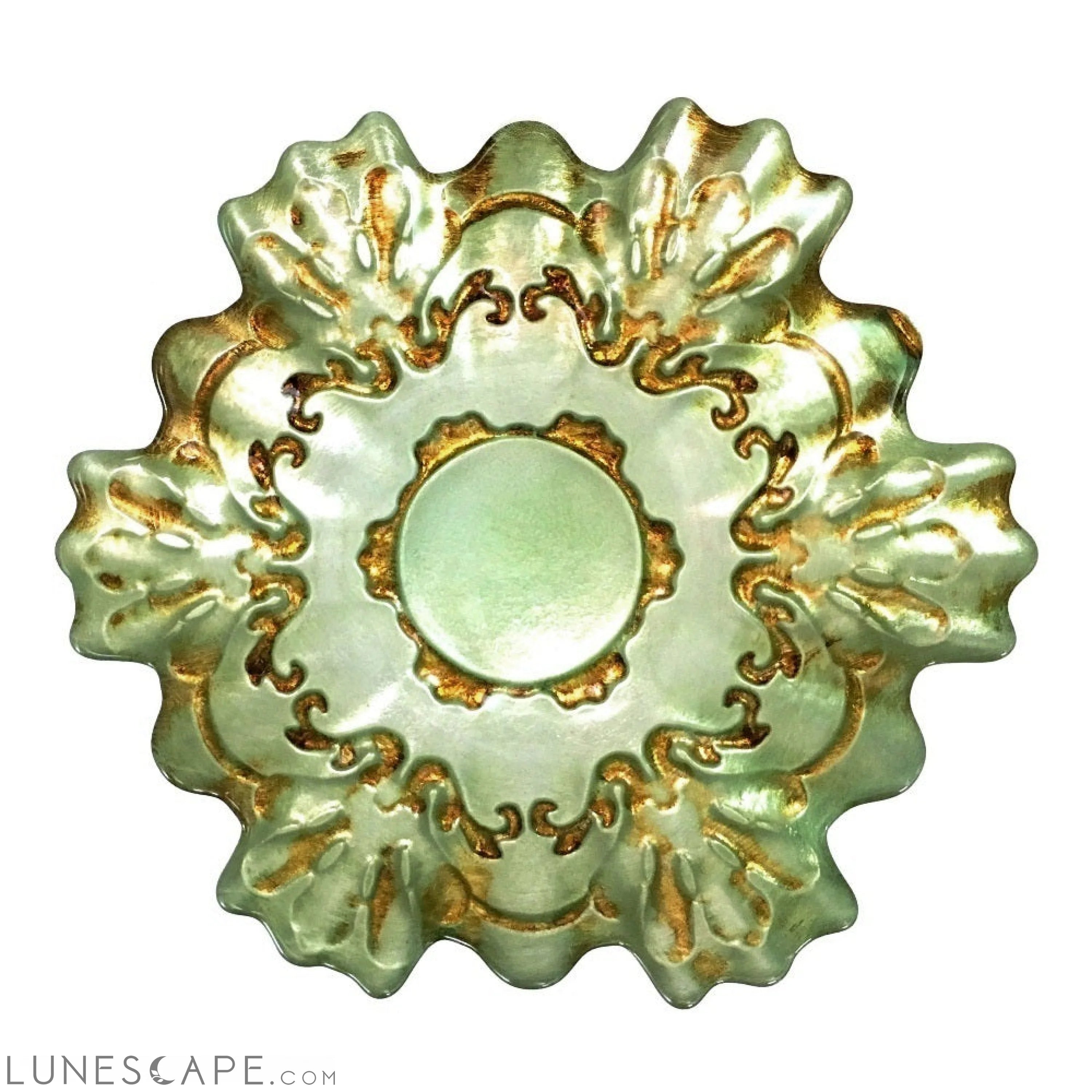 Set/4 LACE 8.5" GOLD/TURQUOISE SIDE PLATES LUNESCAPE