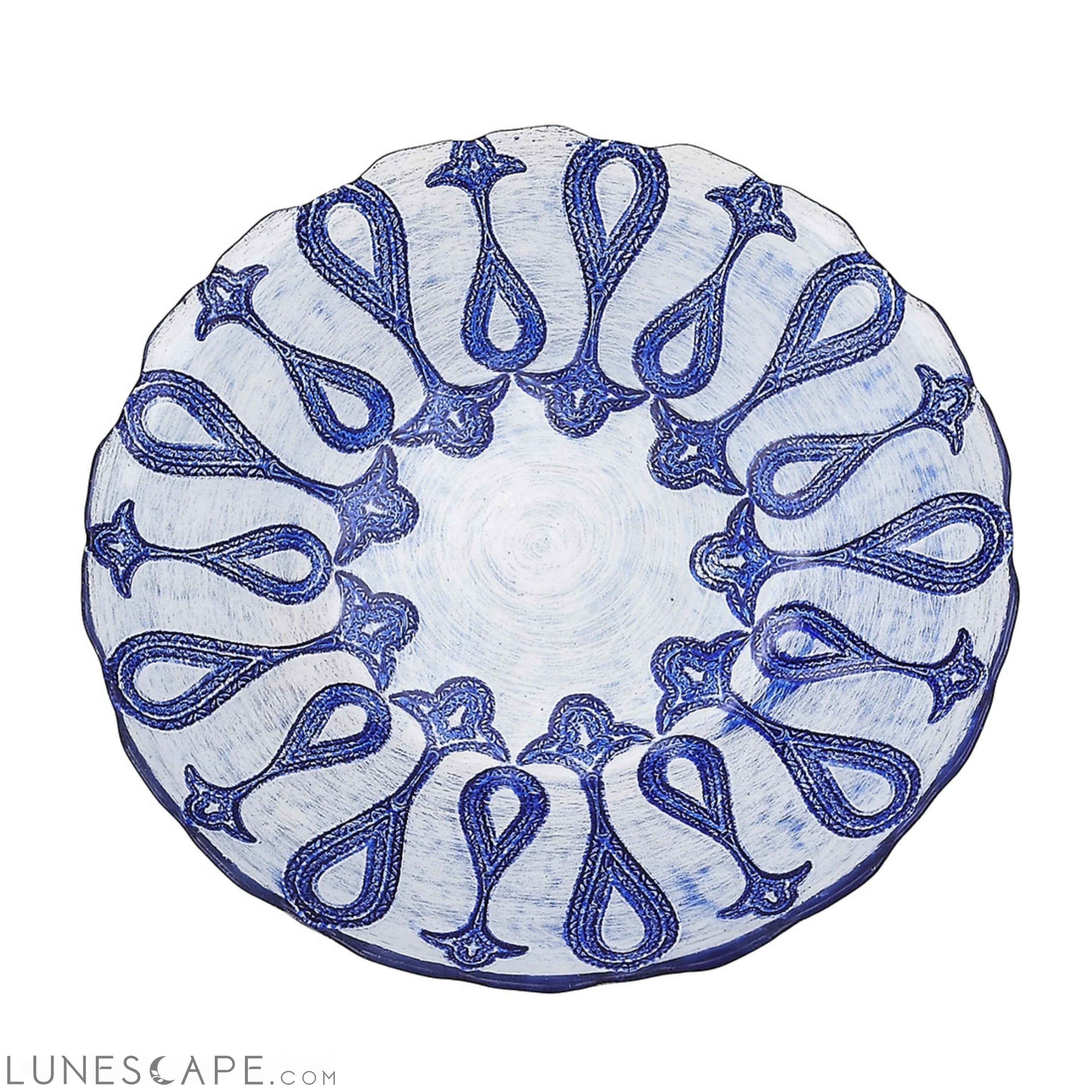 Set/4 LARISSA 8.5" BLUE SILVER PLATES LUNESCAPE