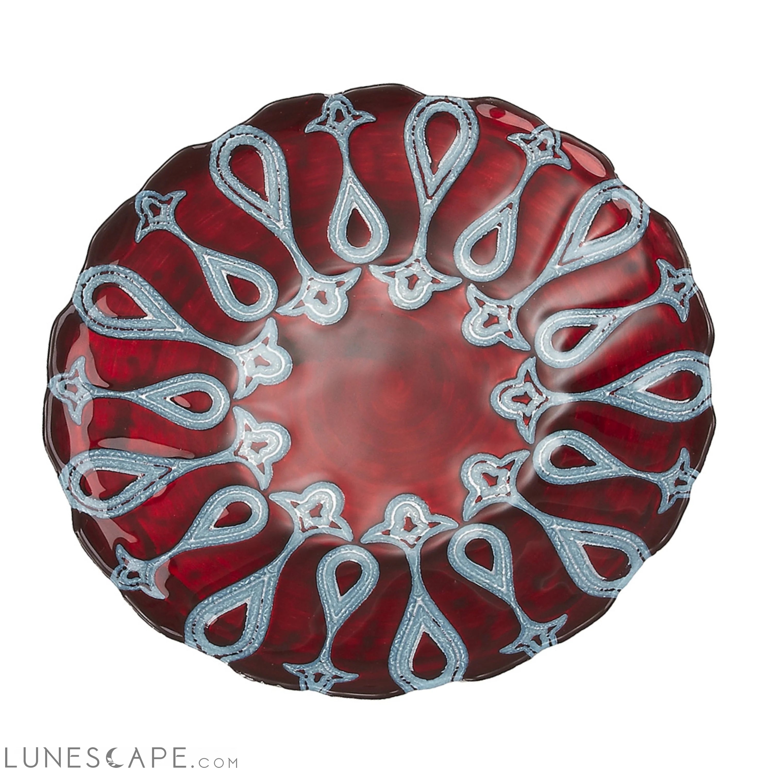 Set/4 LARISSA 8.5" RED BLUE PLATES LUNESCAPE