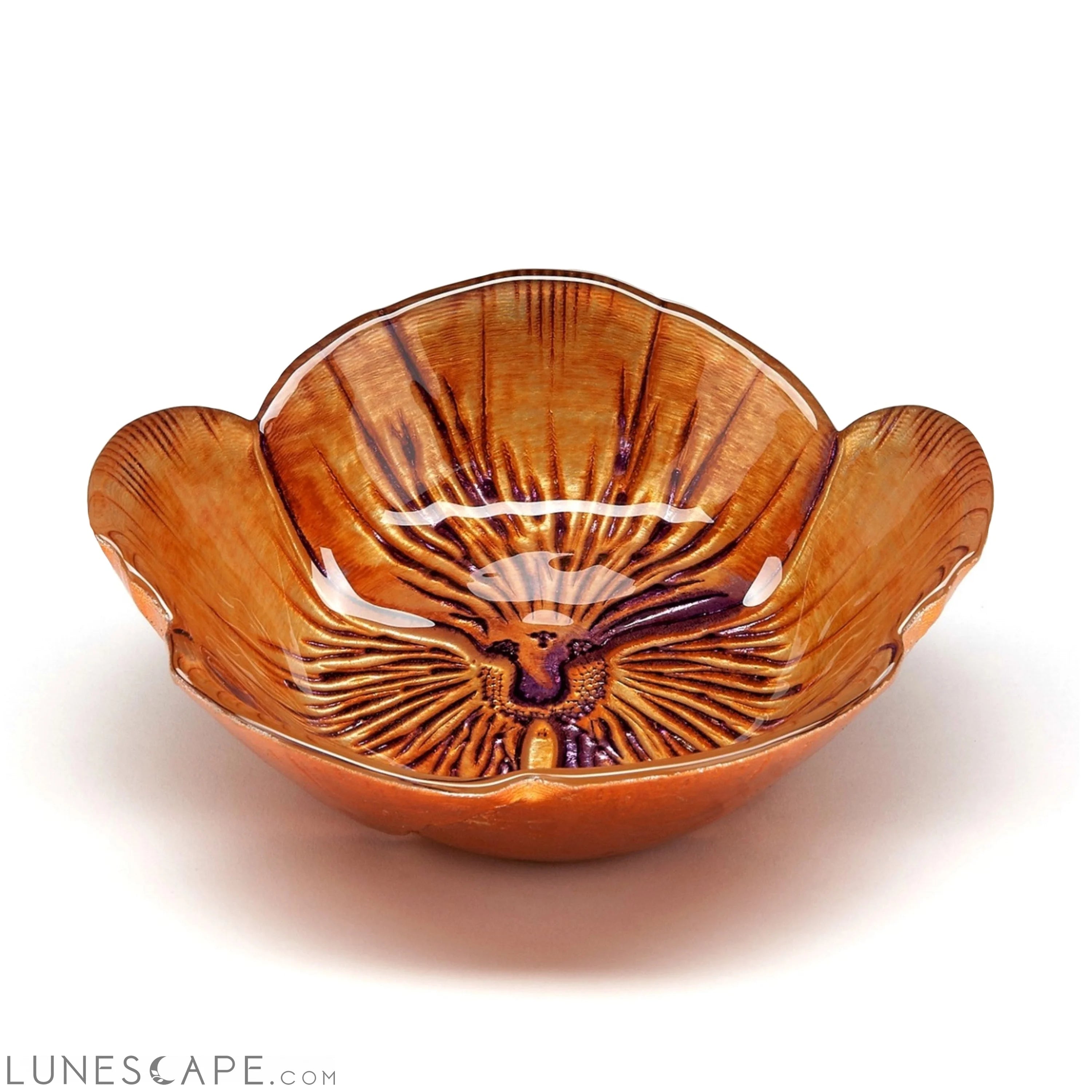 Set/4 PANSY 6" COPPER PURPLE BOWLS LUNESCAPE