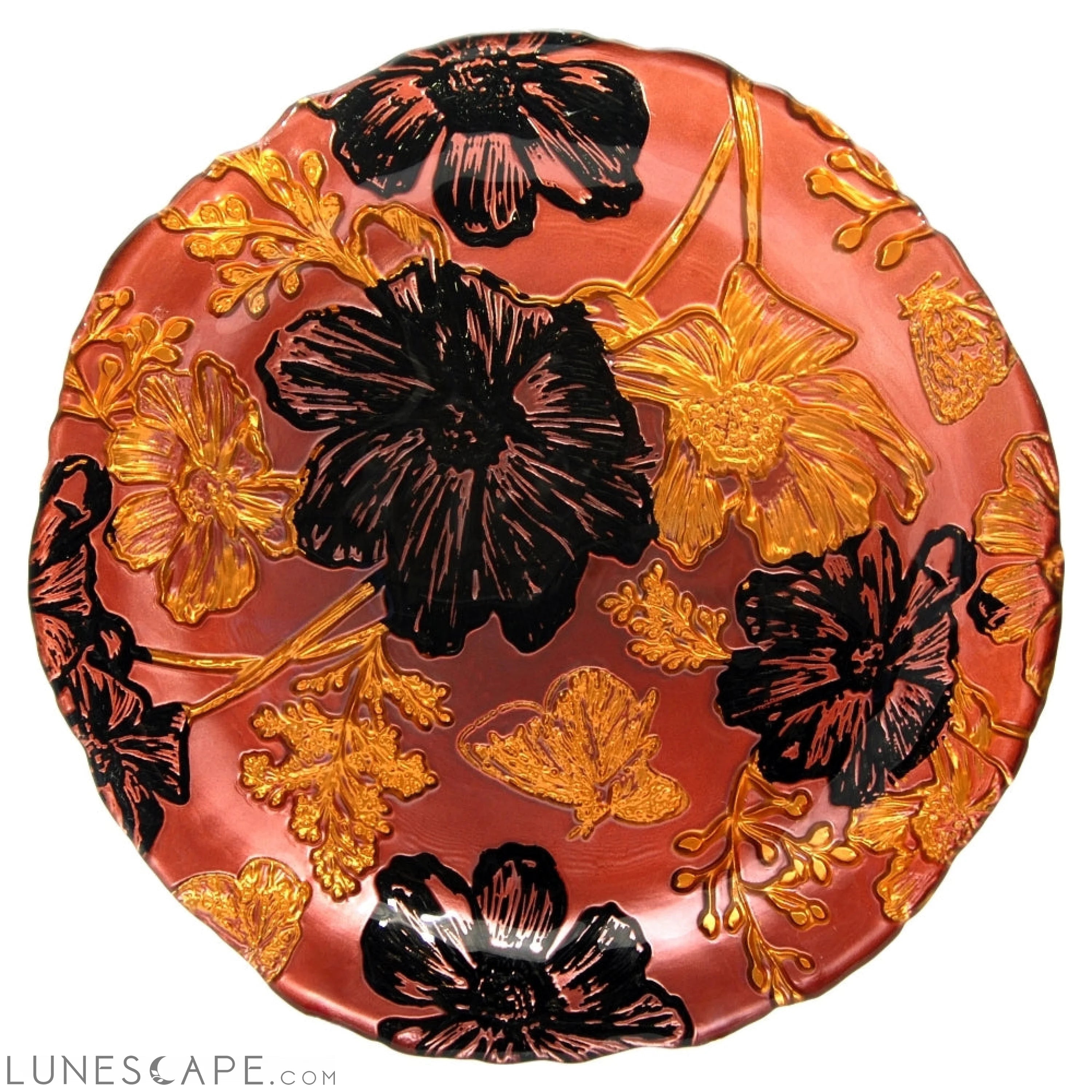 Set/4 PAPILLON ROSE GOLD BLACK SIDE PLATES LUNESCAPE