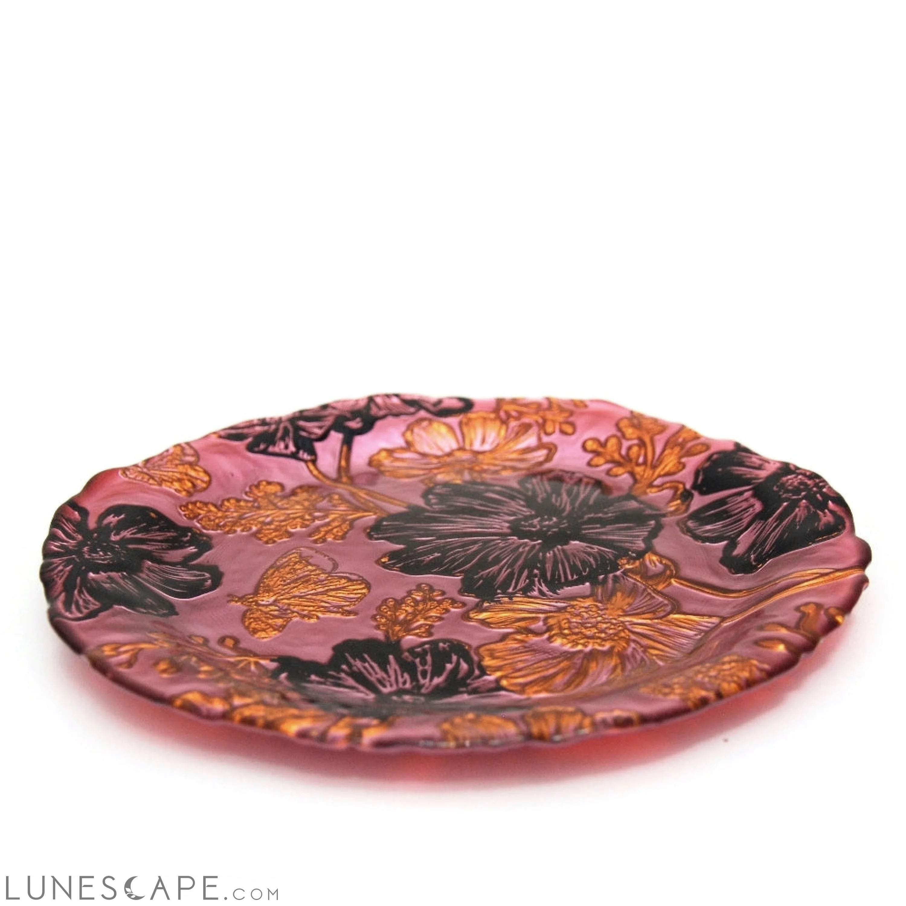 Set/4 PAPILLON ROSE GOLD BLACK SIDE PLATES LUNESCAPE