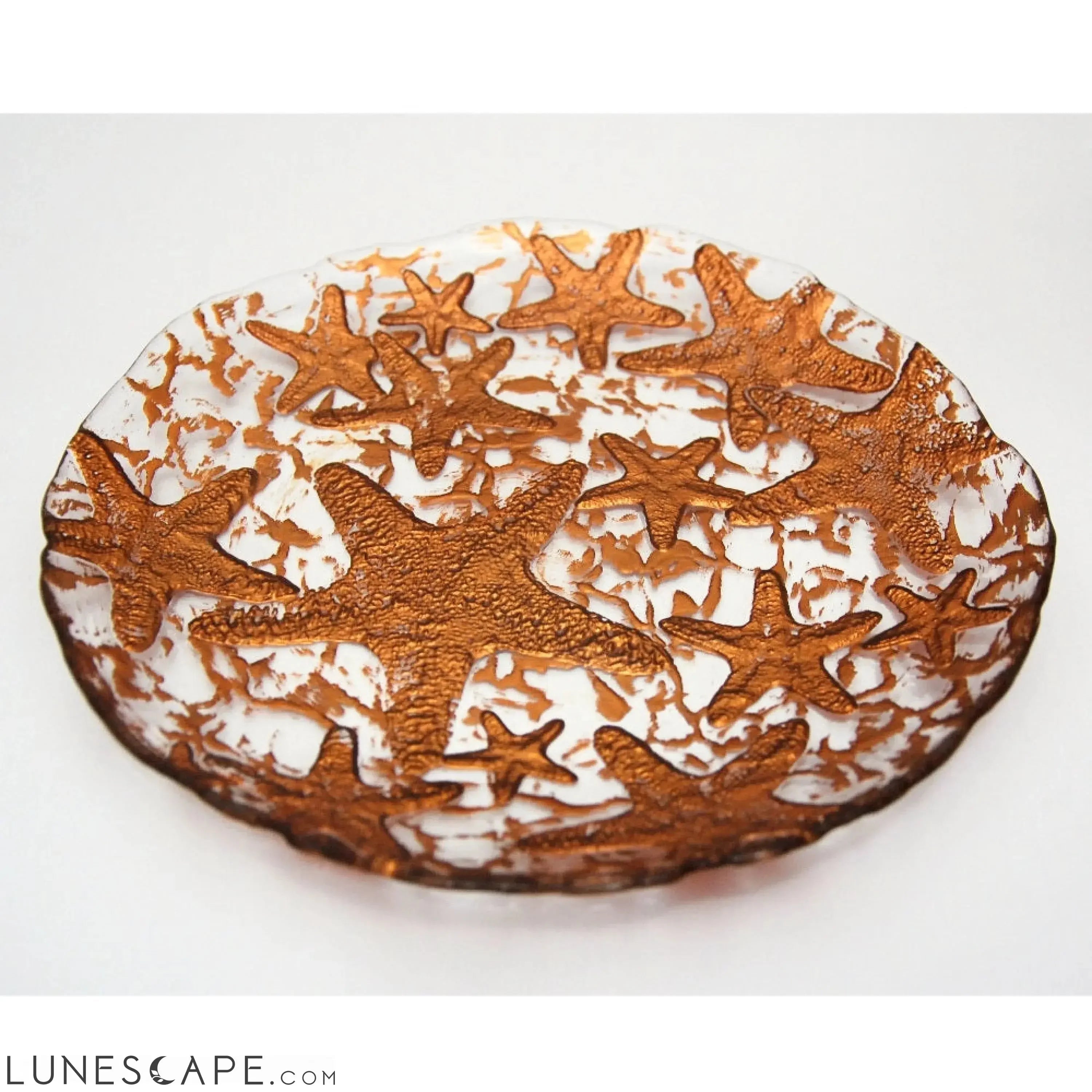 Set/4 SEA STAR DESSERT PLATES MIRROR BRONZE LUNESCAPE