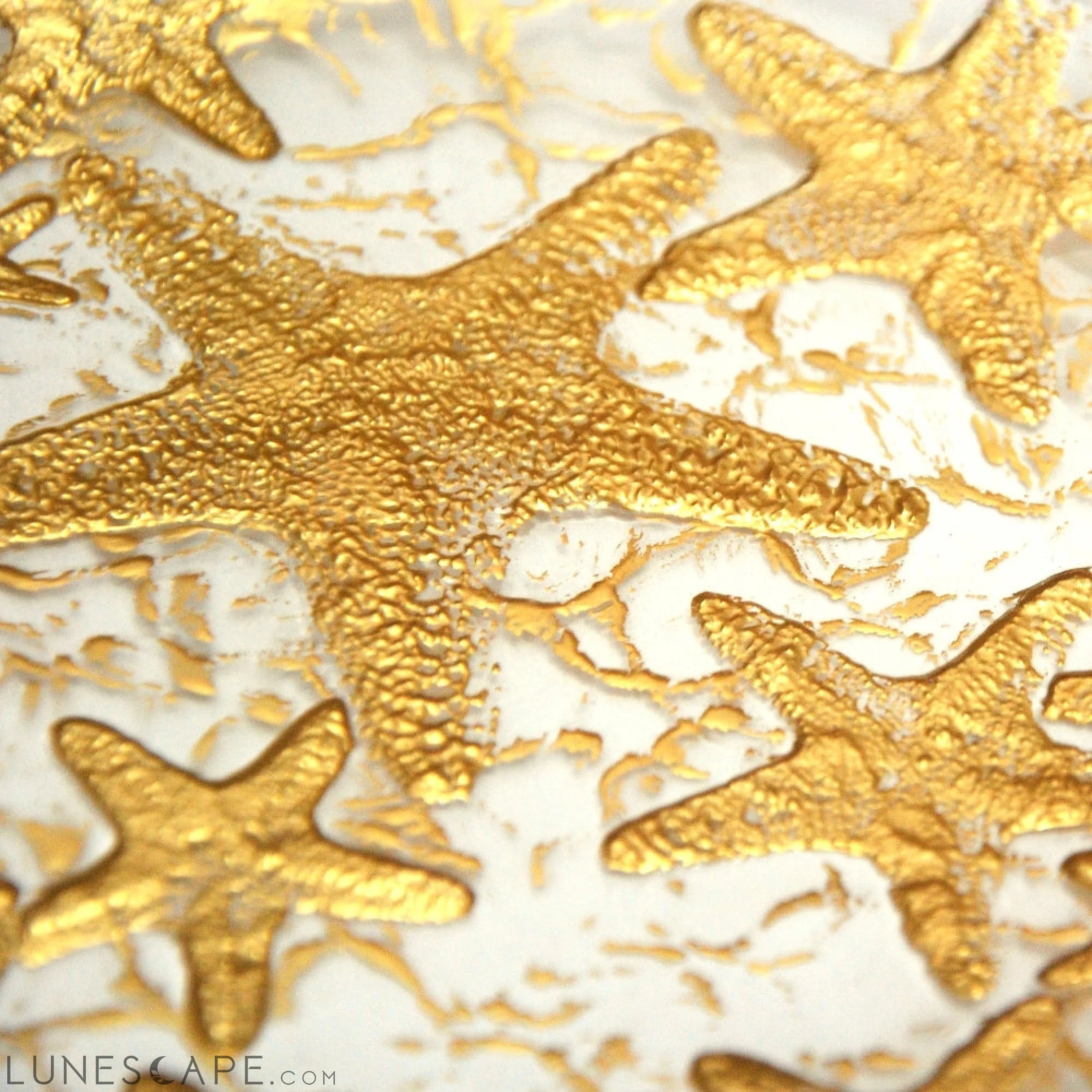 Set/4 SEA STAR DESSERT PLATES MIRROR GOLD LUNESCAPE