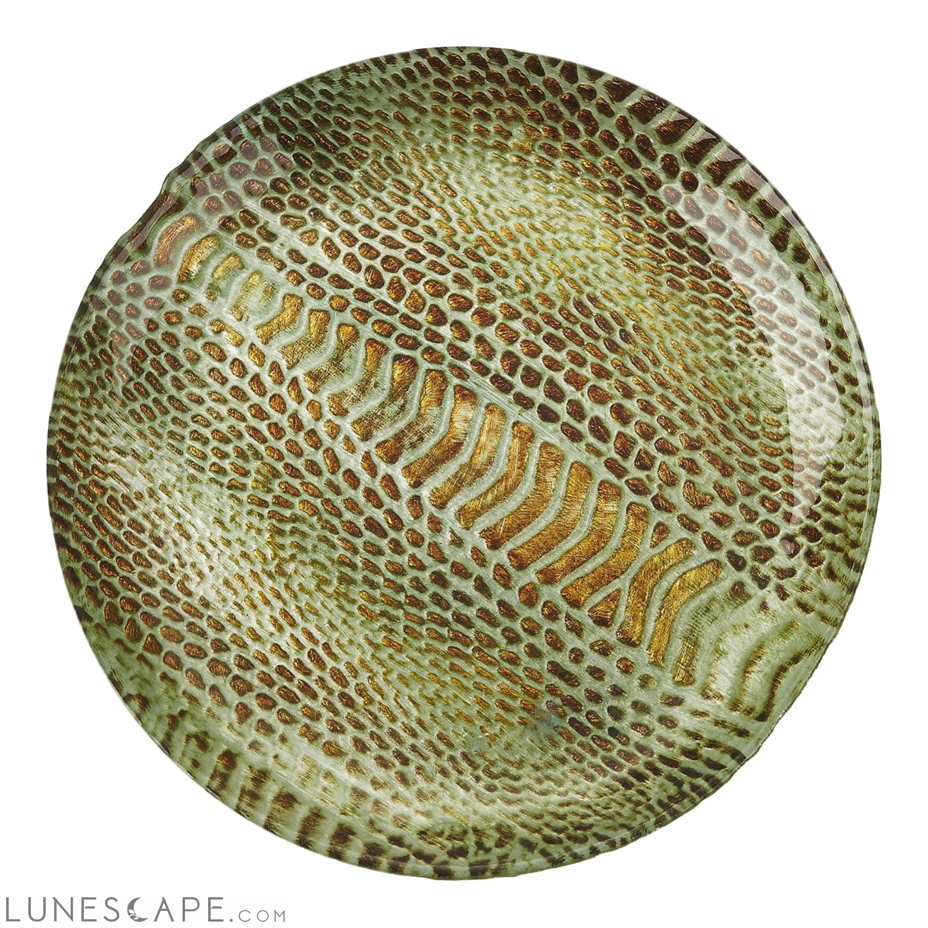 Set/4 SNAKESKIN 6.5" TURQUOISE GOLD CANAPE PLATES LUNESCAPE