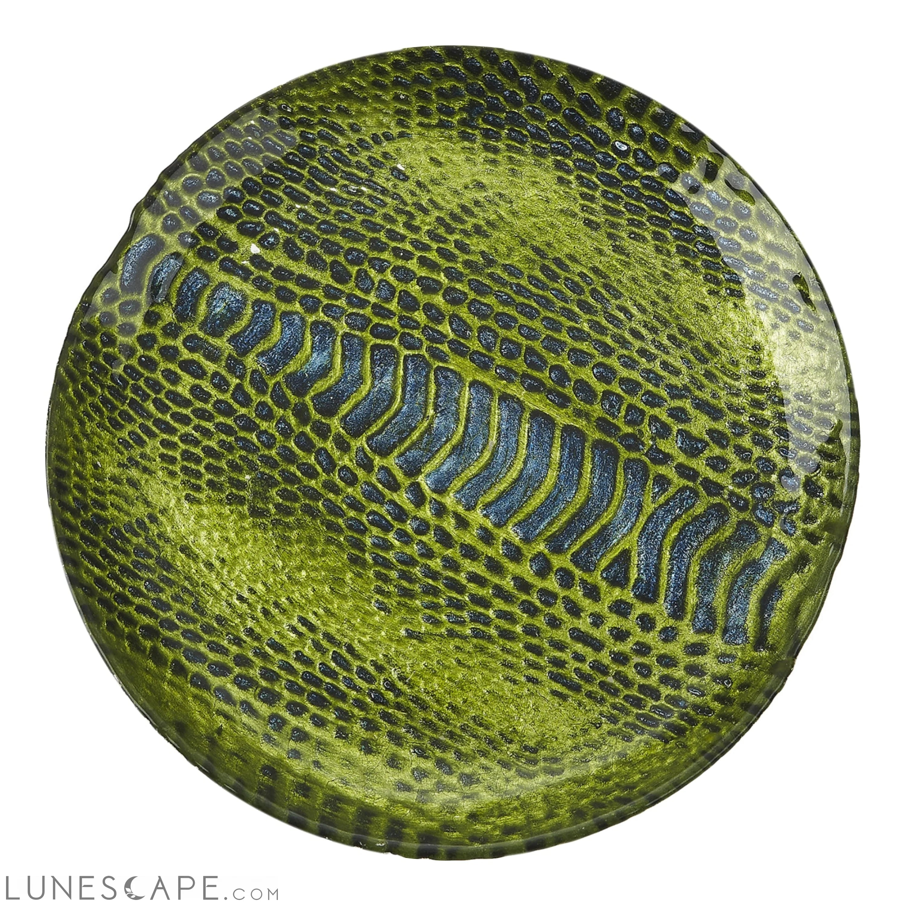 Set/4 SNAKESKIN 8.5" EMERALD/BLUE DESSER PLATES LUNESCAPE