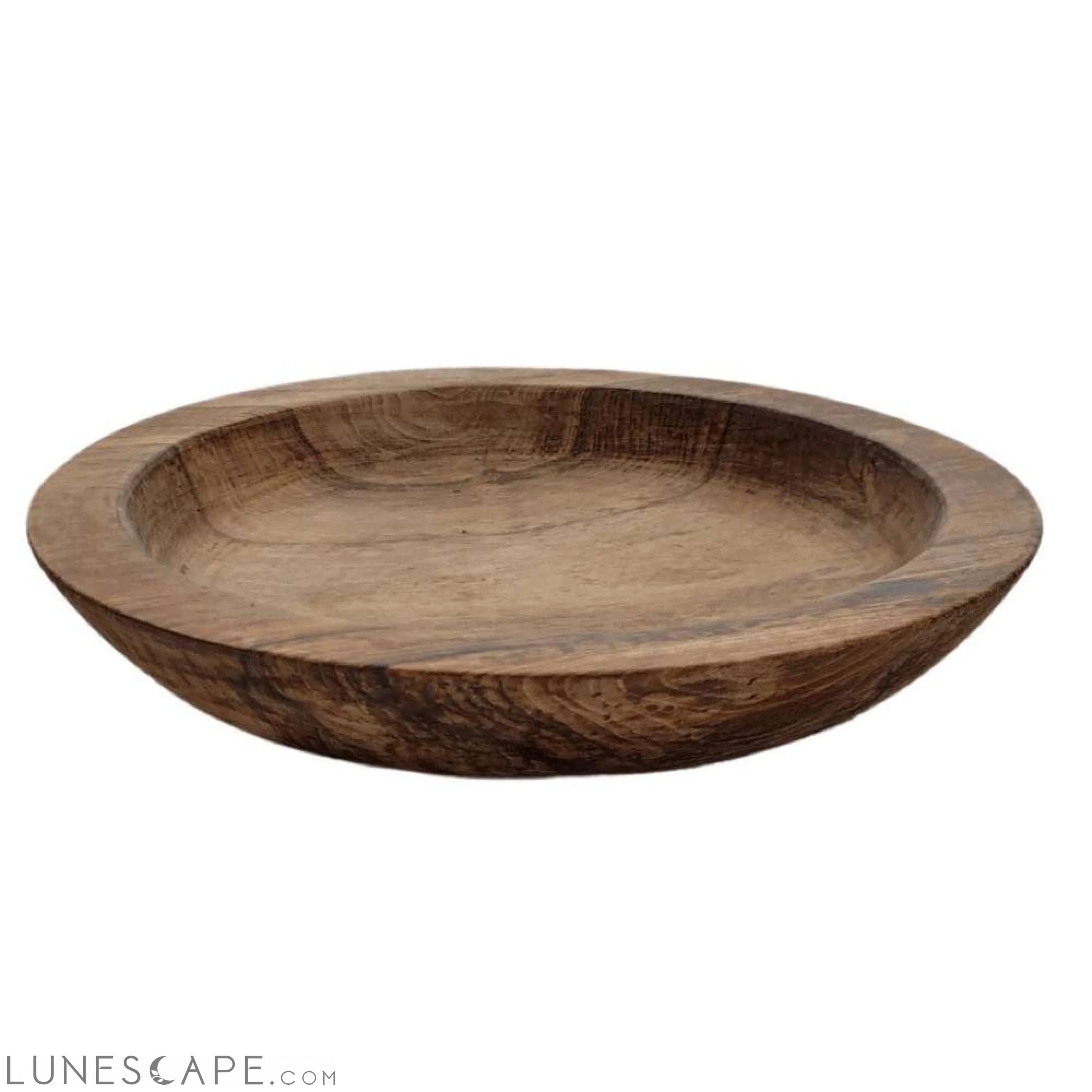 Set of 2 Assiettes Nord Hand Carved Walnut Wood 10-Inch Serving Platters LUNESCAPE