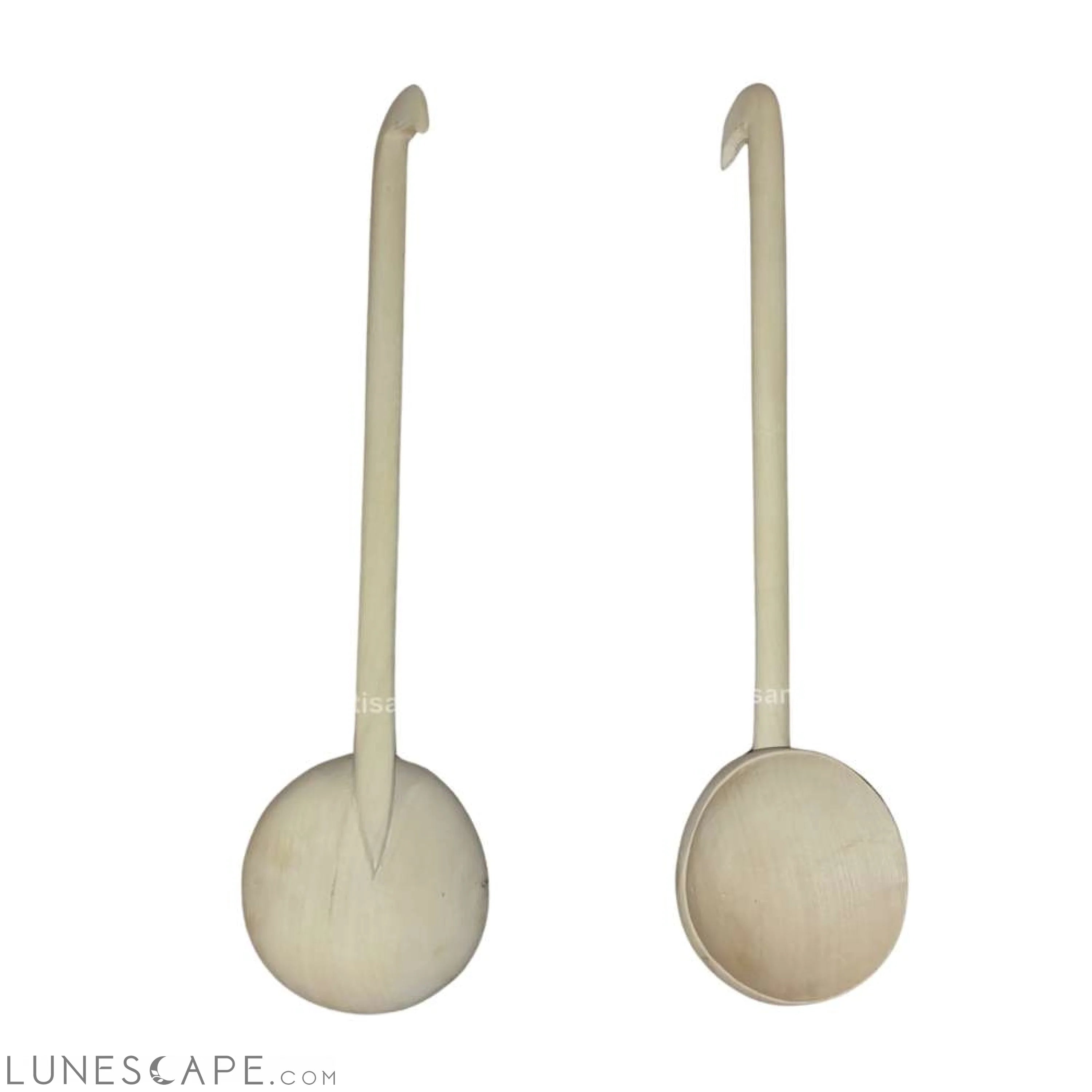 Set of 2 Louches Citronières Handmade Blond Lemon Wood Ladles LUNESCAPE