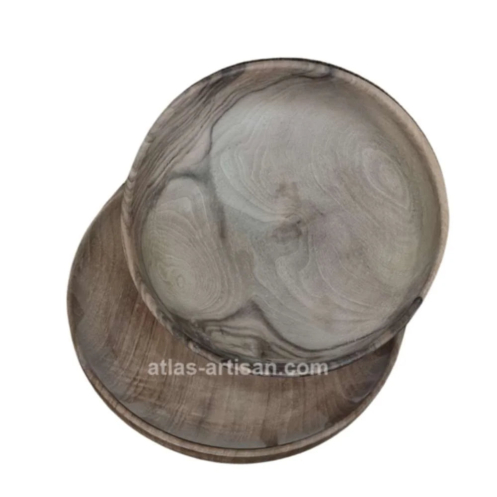 Set of 2 Plats Resto - Walnut Wood 10-Inch Oblong Dinner Plates LUNESCAPE