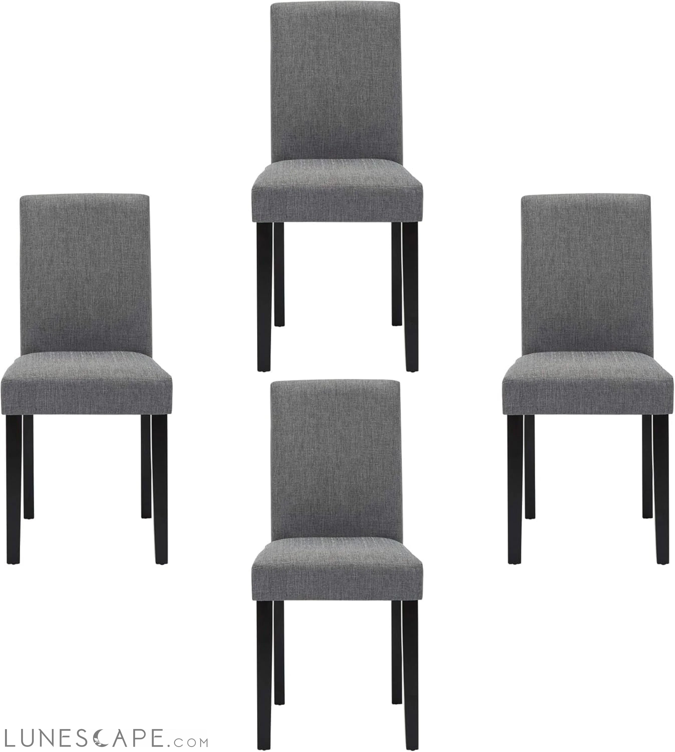 Set of 4 Modern Fabric Upholstered Dining Chairs Elegant Design Dining LUNESCAPE