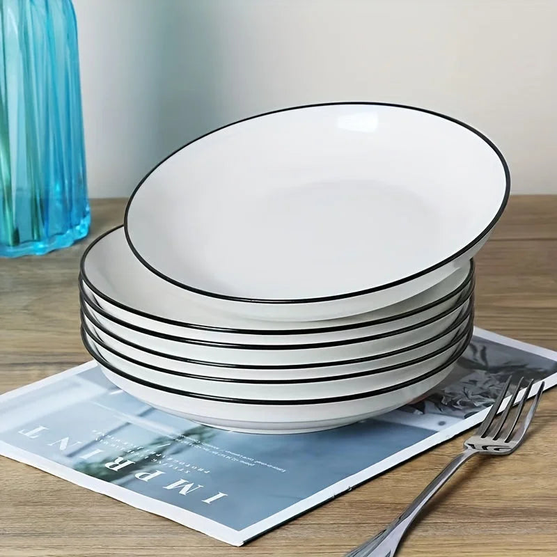 Set of 4 Simple White 8Inch Dinner Plates LUNESCAPE