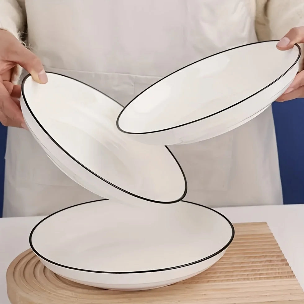 Set of 4 Simple White 8Inch Dinner Plates LUNESCAPE